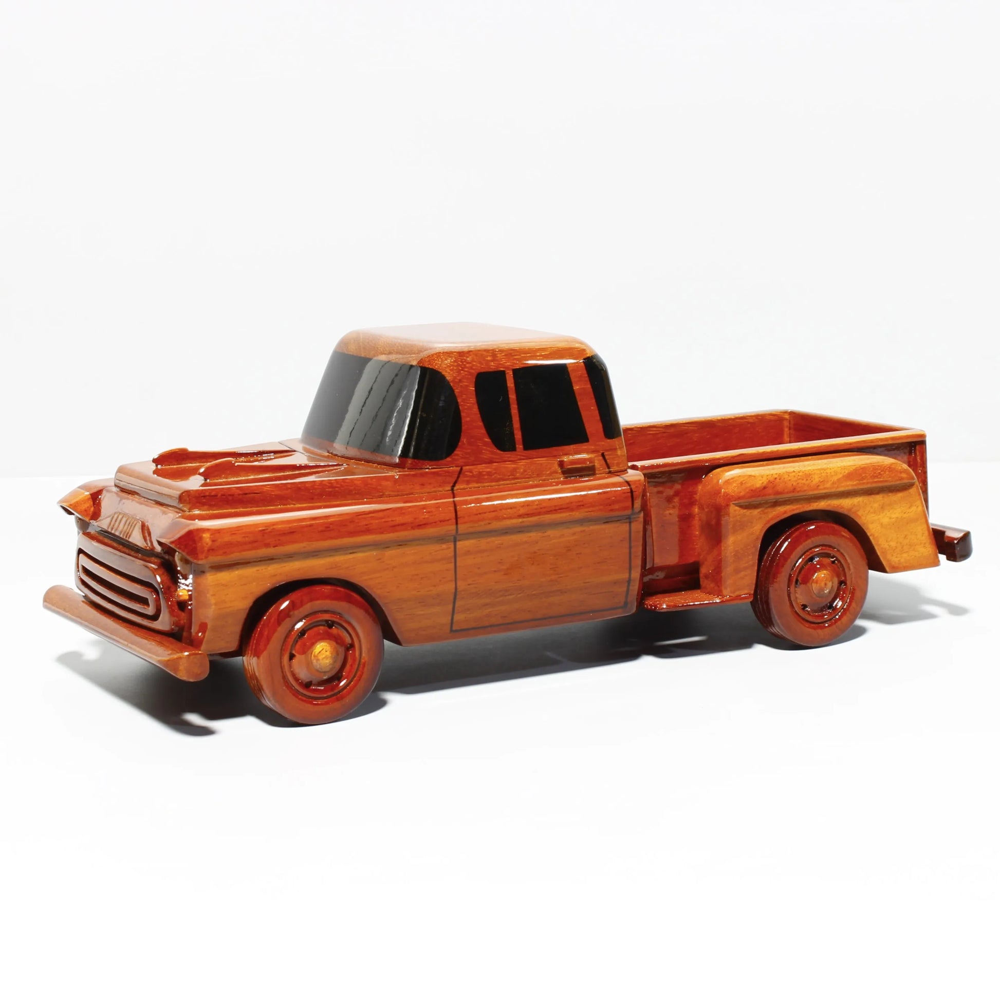 1957 Ford truck wood model – front side view with rounded fenders