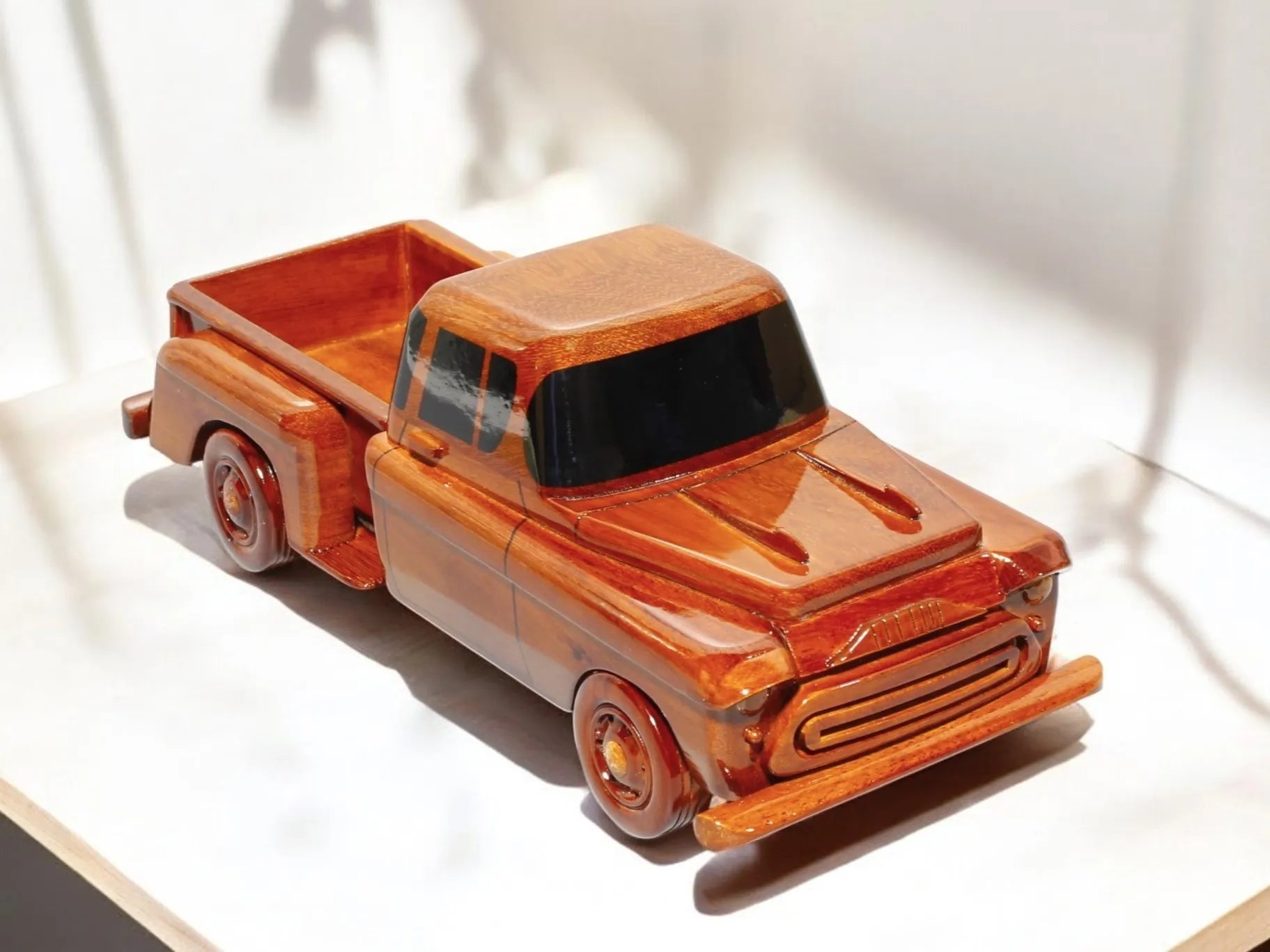 1957 Ford pickup wood model – elegant showroom-style shelf display