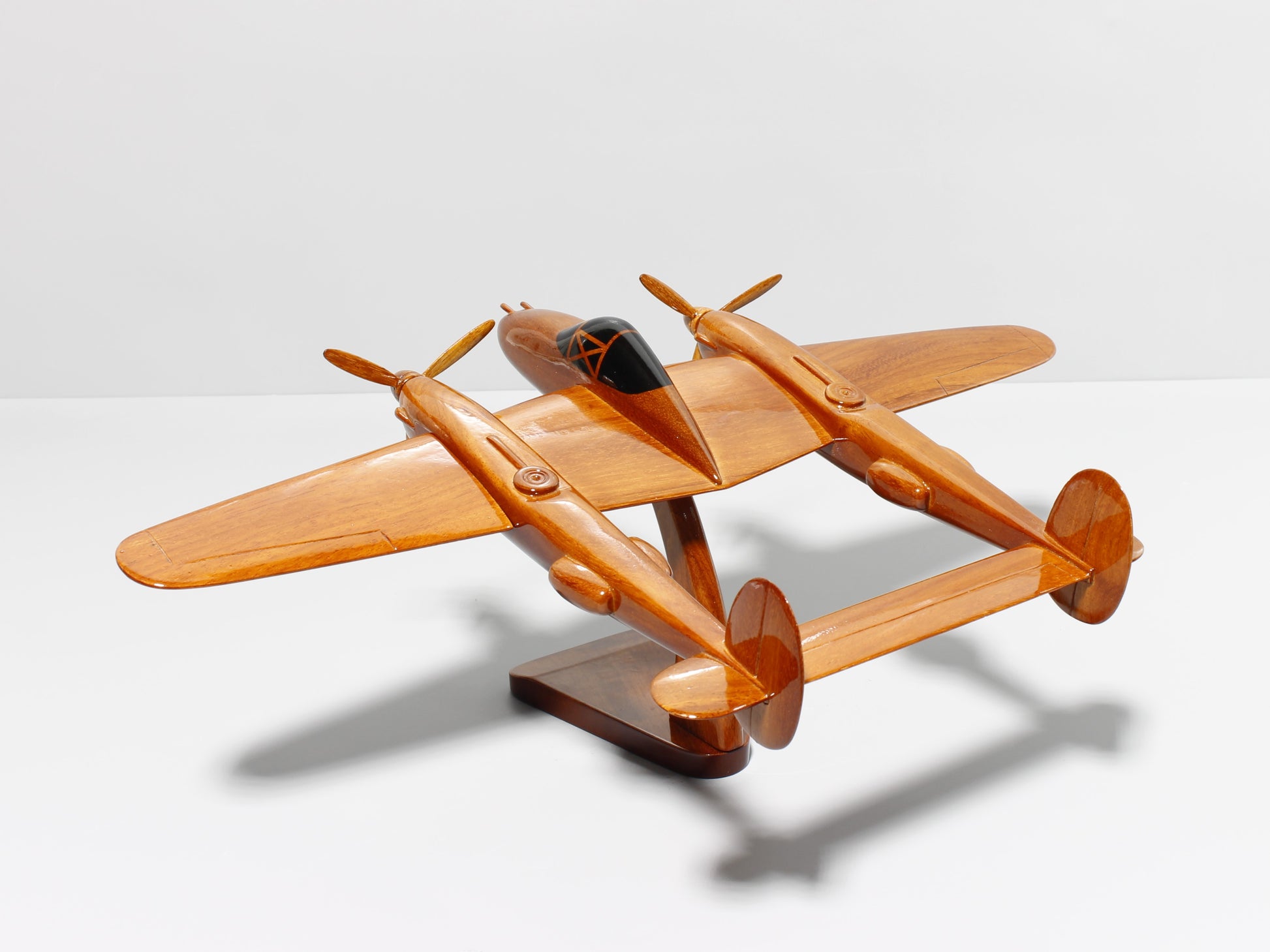 Handcrafted P-38 Lightning wooden model airplane