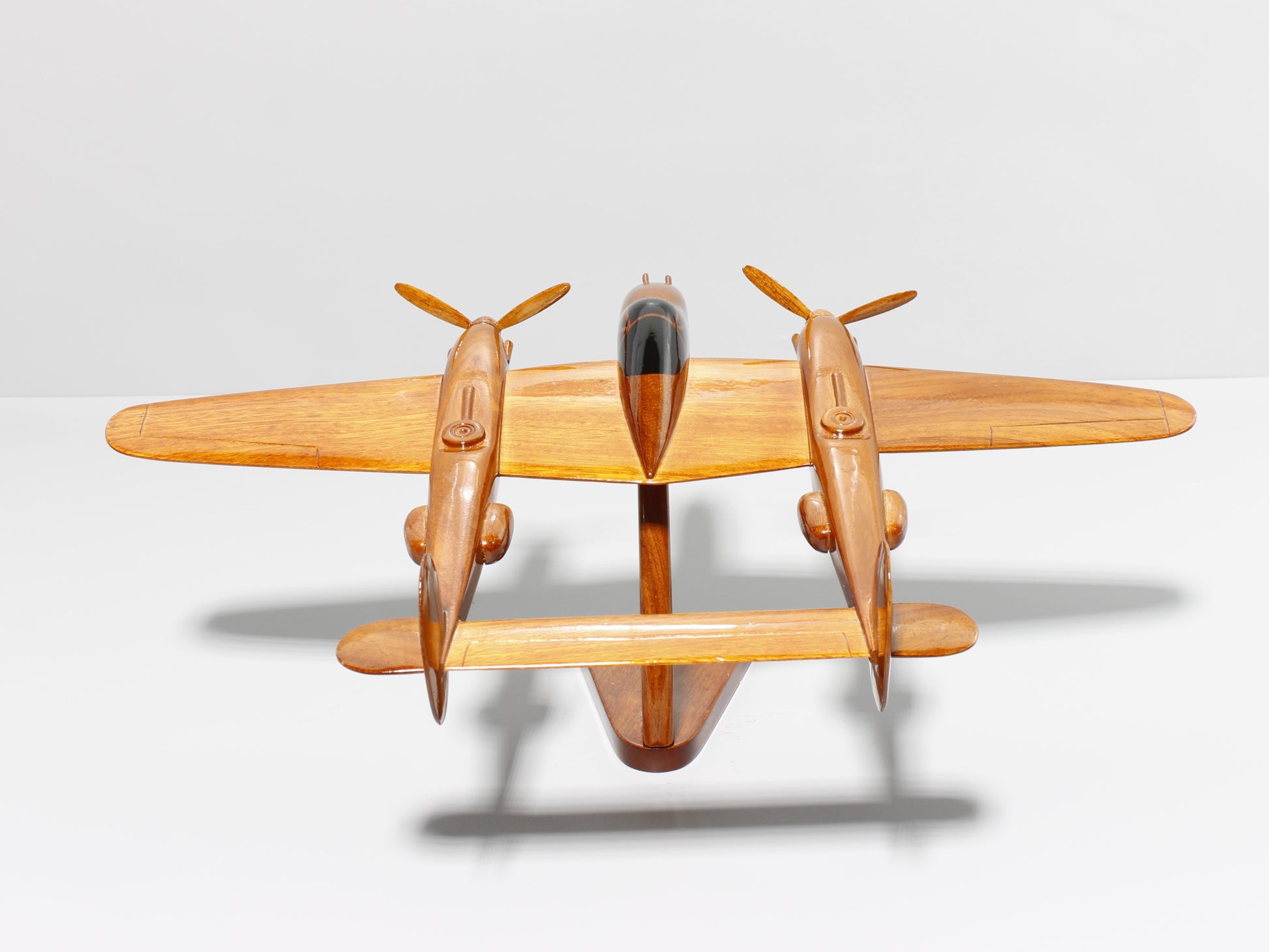 Handcrafted P-38 Lightning wooden model airplane