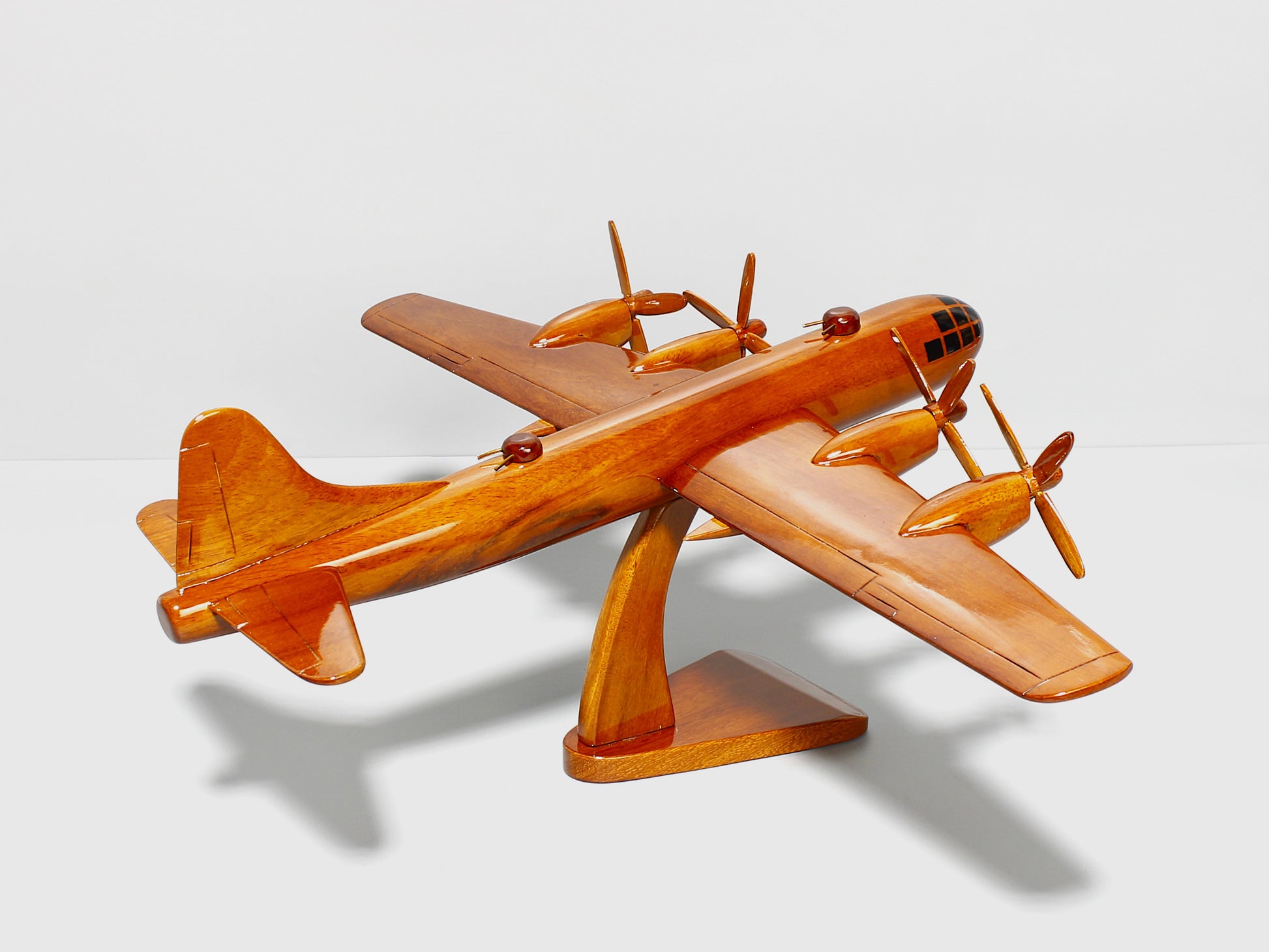 B29 WWII replica aircraft model on display stand