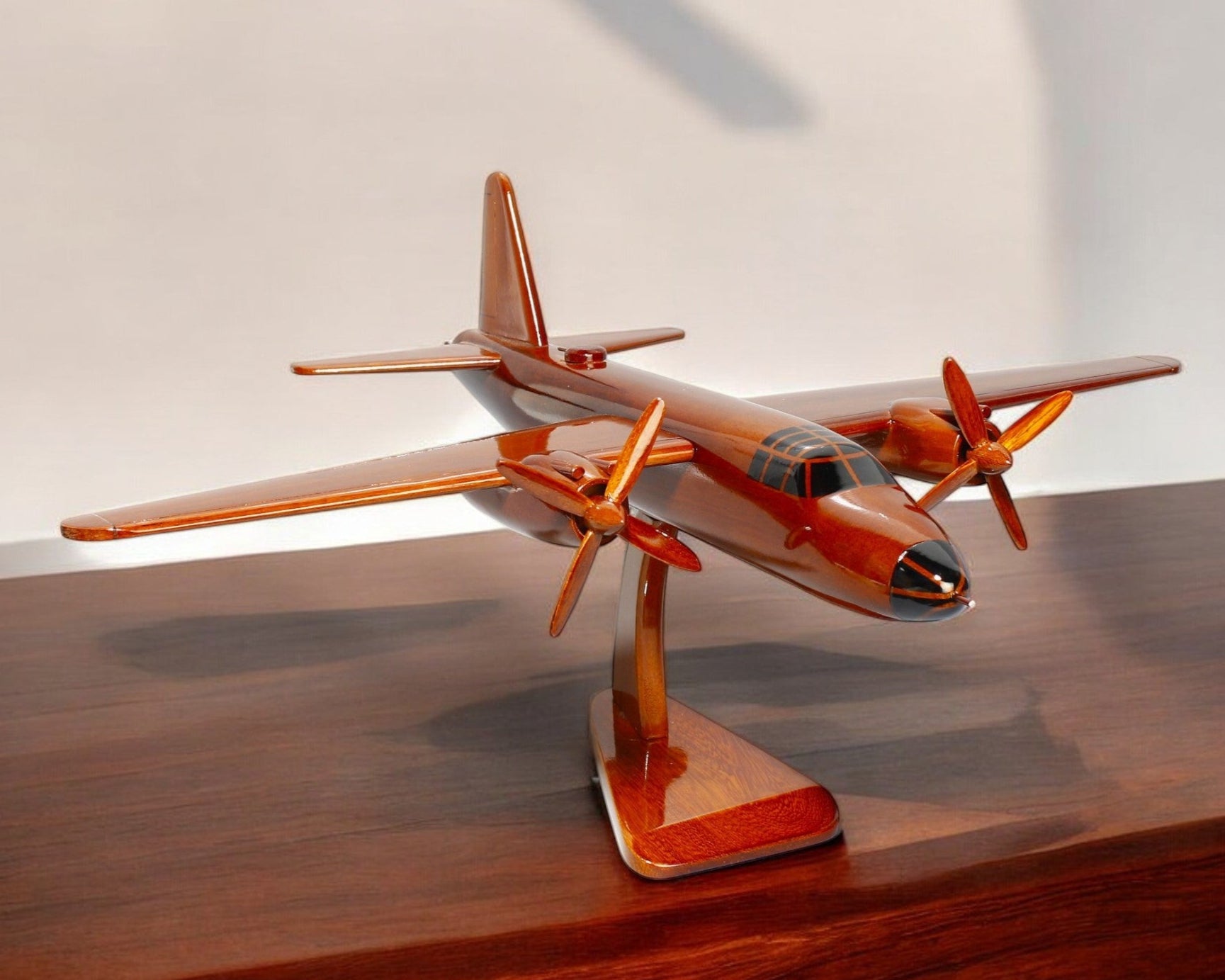 Handcrafted B-26 Marauder wooden model airplane side view