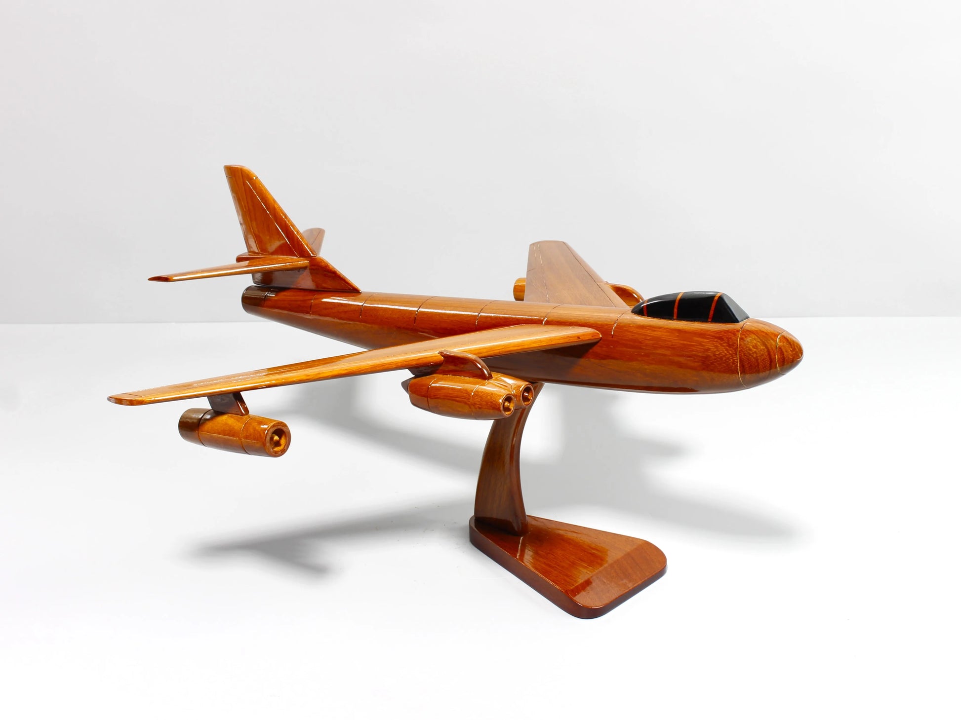 Handcrafted wooden B-47 Stratojet model airplane – front left view, PremiumWoodArt