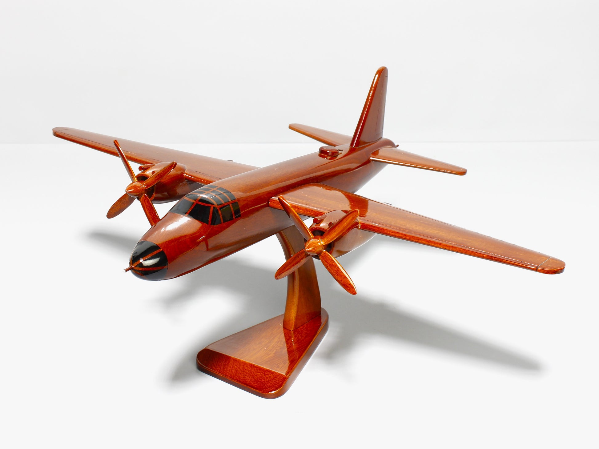 Handcrafted B-26 Marauder wooden model airplane side view