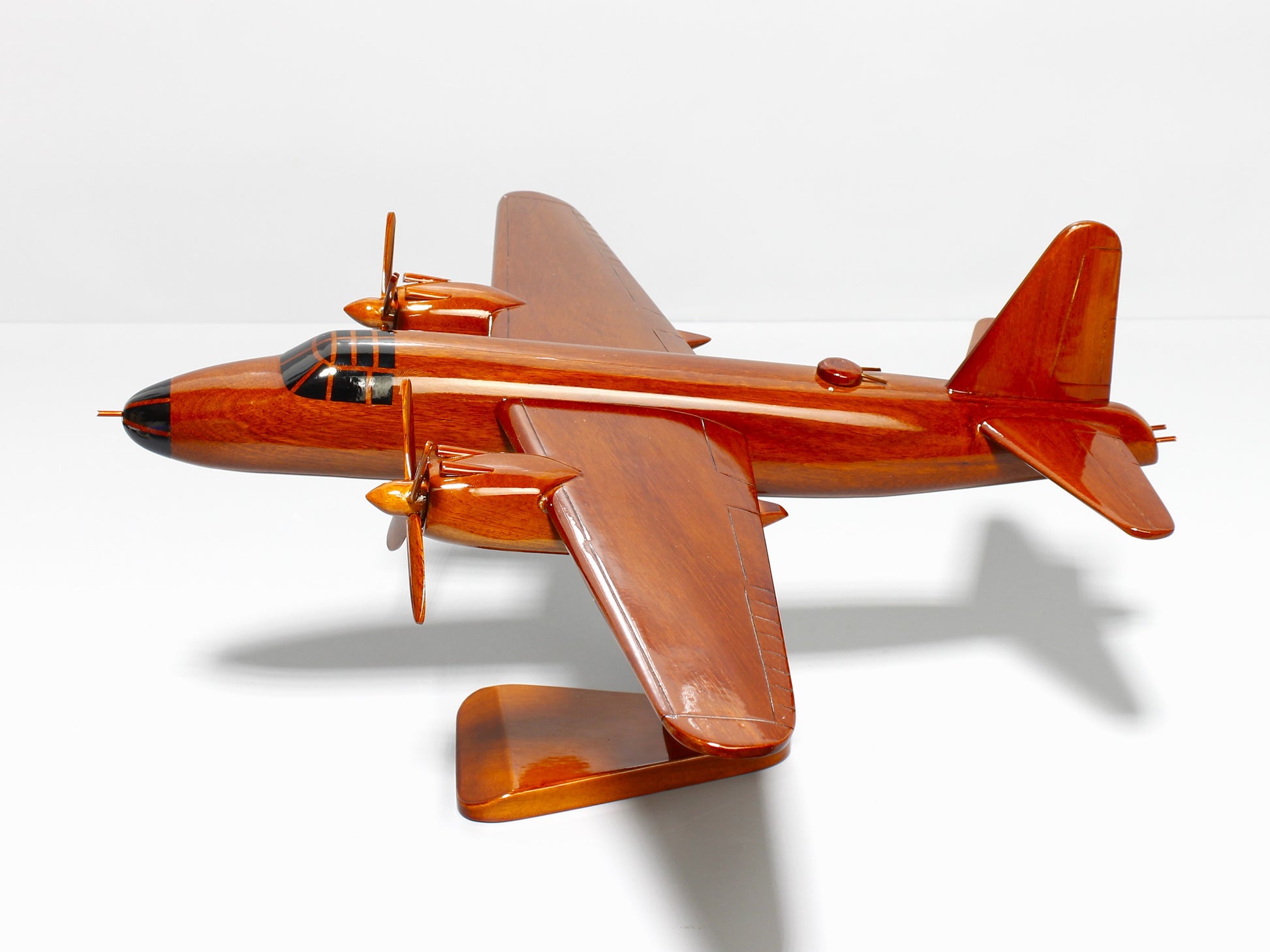 Handcrafted B-26 Marauder wooden model airplane side view