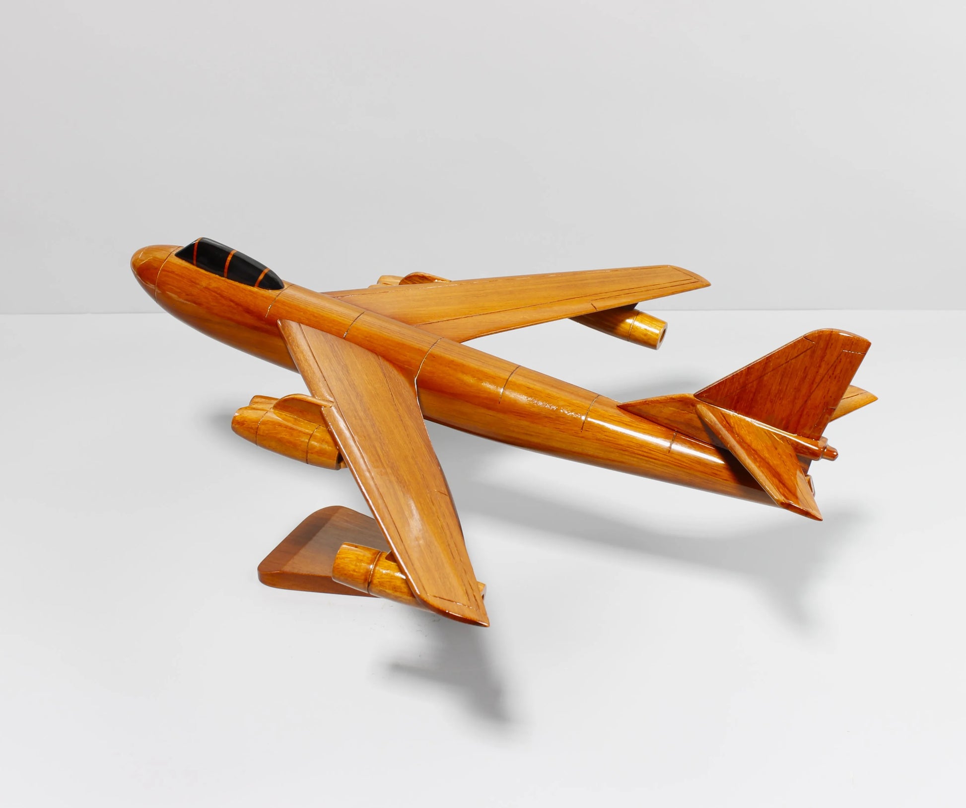 Wooden B-47 bomber aircraft model – top angled view