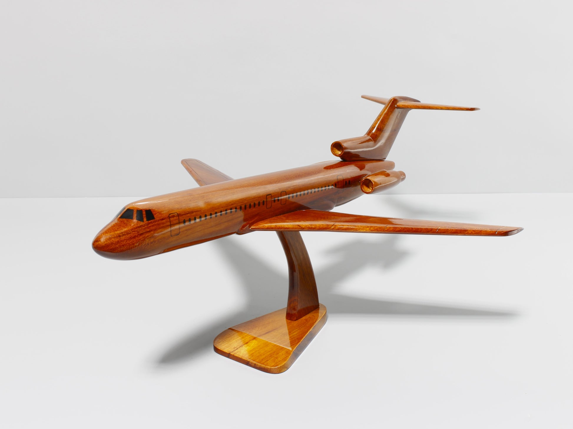 Right side profile of Boeing 727 airplane wood model