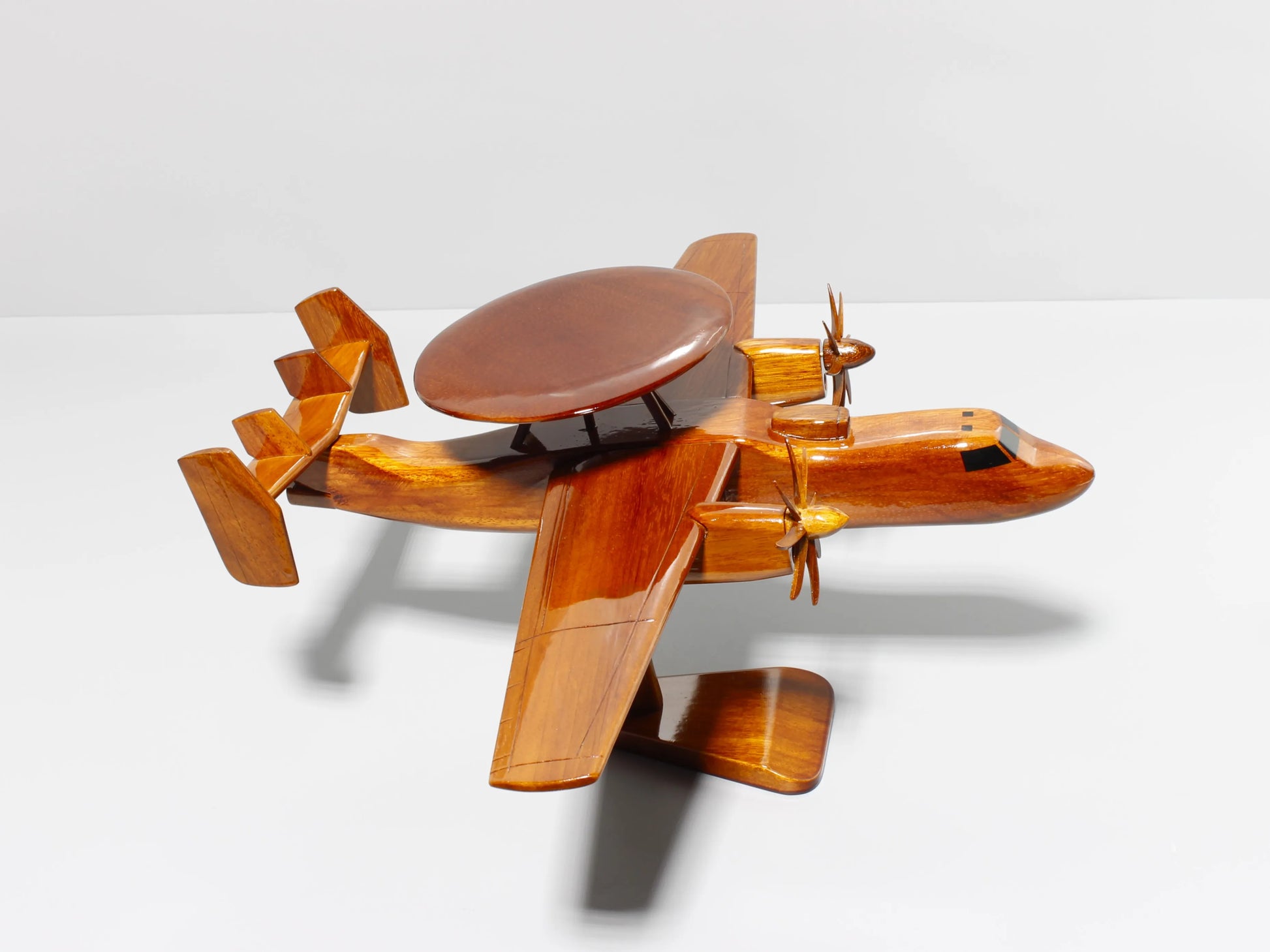 Right-side view of E-2C Hawkeye military aircraft model on display stand – Premiumwoodart