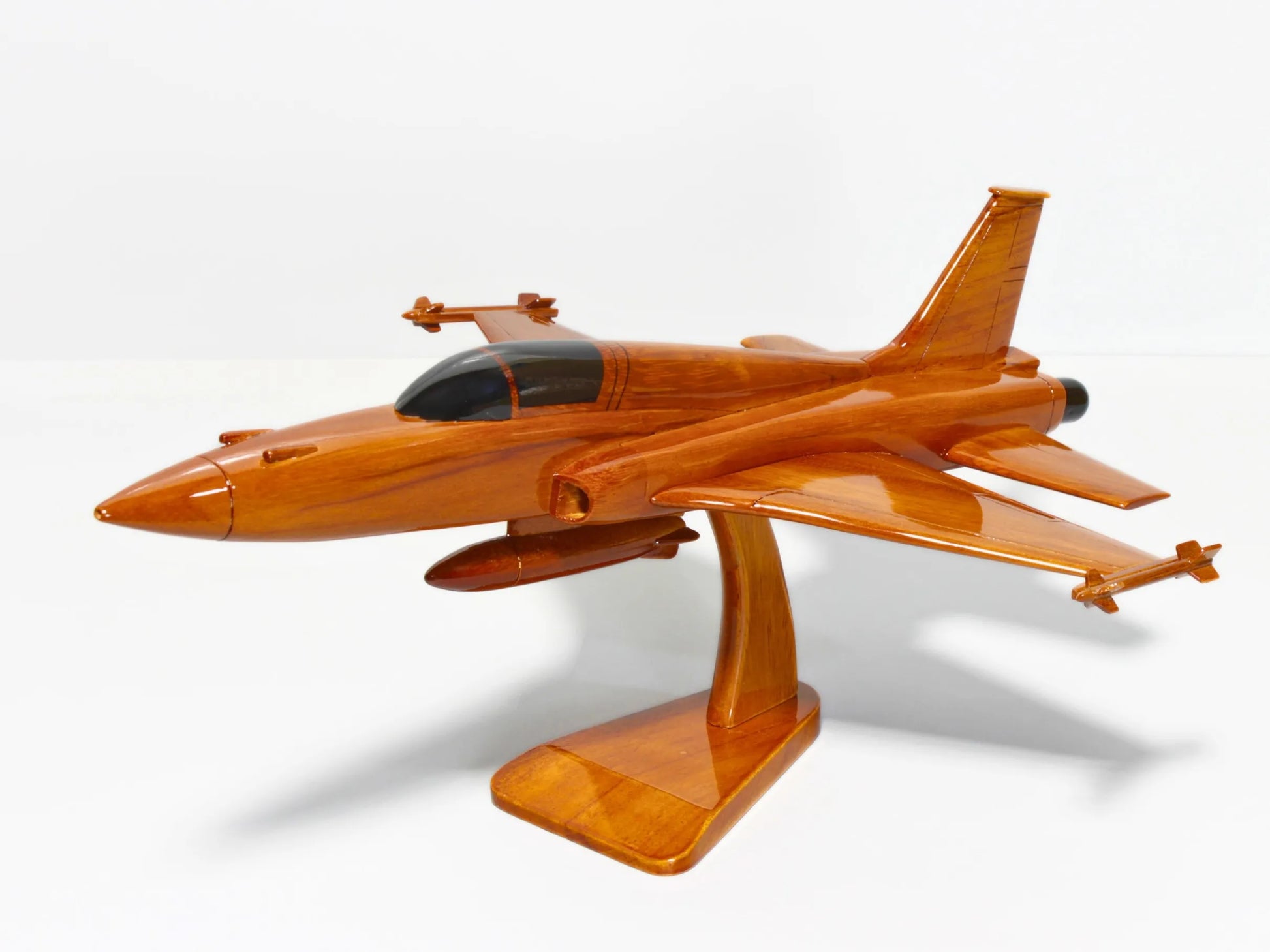 Front side view of F-5 Tiger II handcrafted model with sleek design – Premiumwoodart