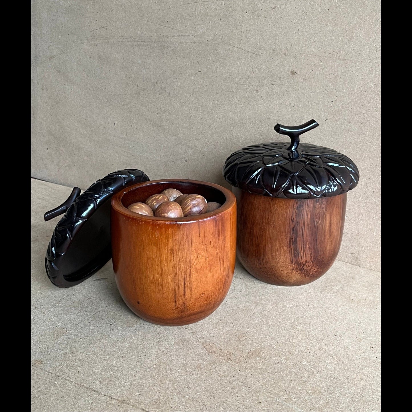 Handmade Wooden Acorn Box, Decorative JarPremiumWoodArt