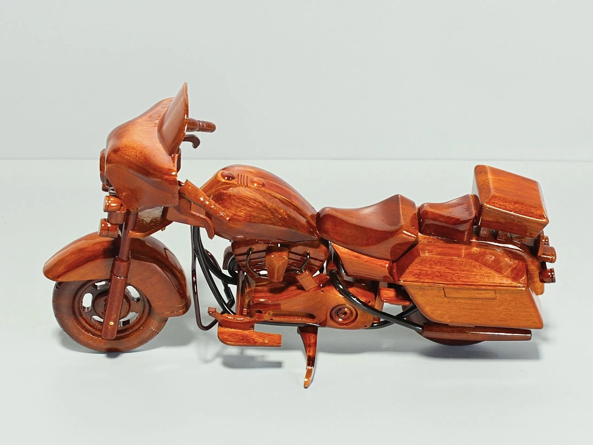 Left side view of Harley Police wood collectible – mahogany craftsmanship