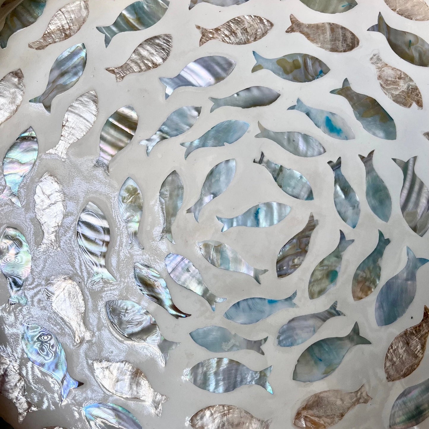 Mother of Pearl Inlay Serving Tray, Fish Tornado Swirls Pattern