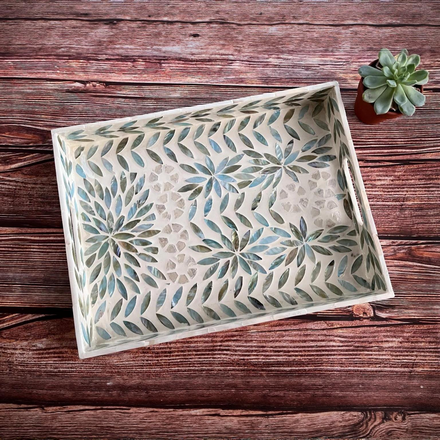 Palawan Flower Mother of pearl inlay rectangle tray