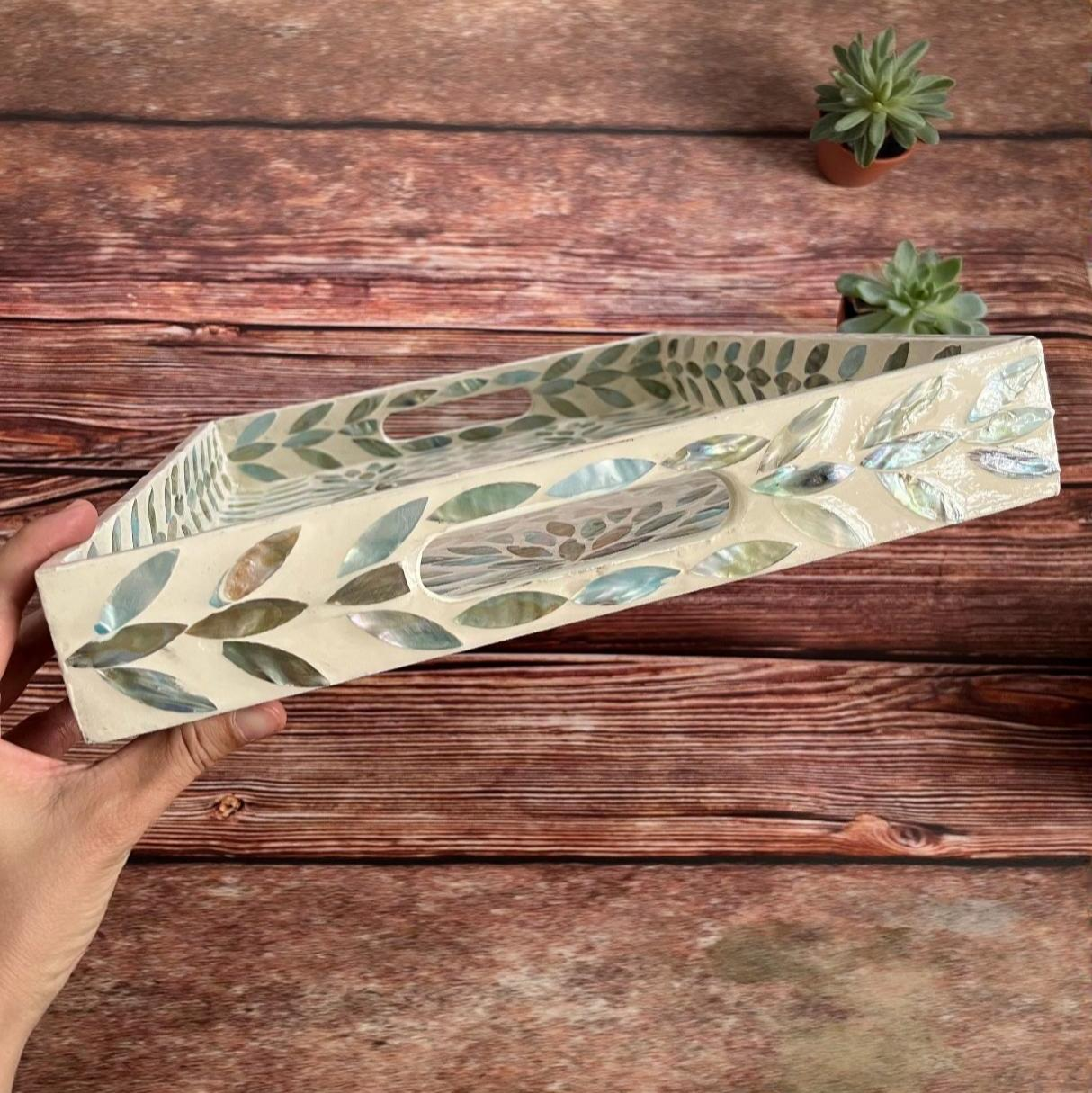 Palawan Flower Mother of pearl inlay rectangle tray