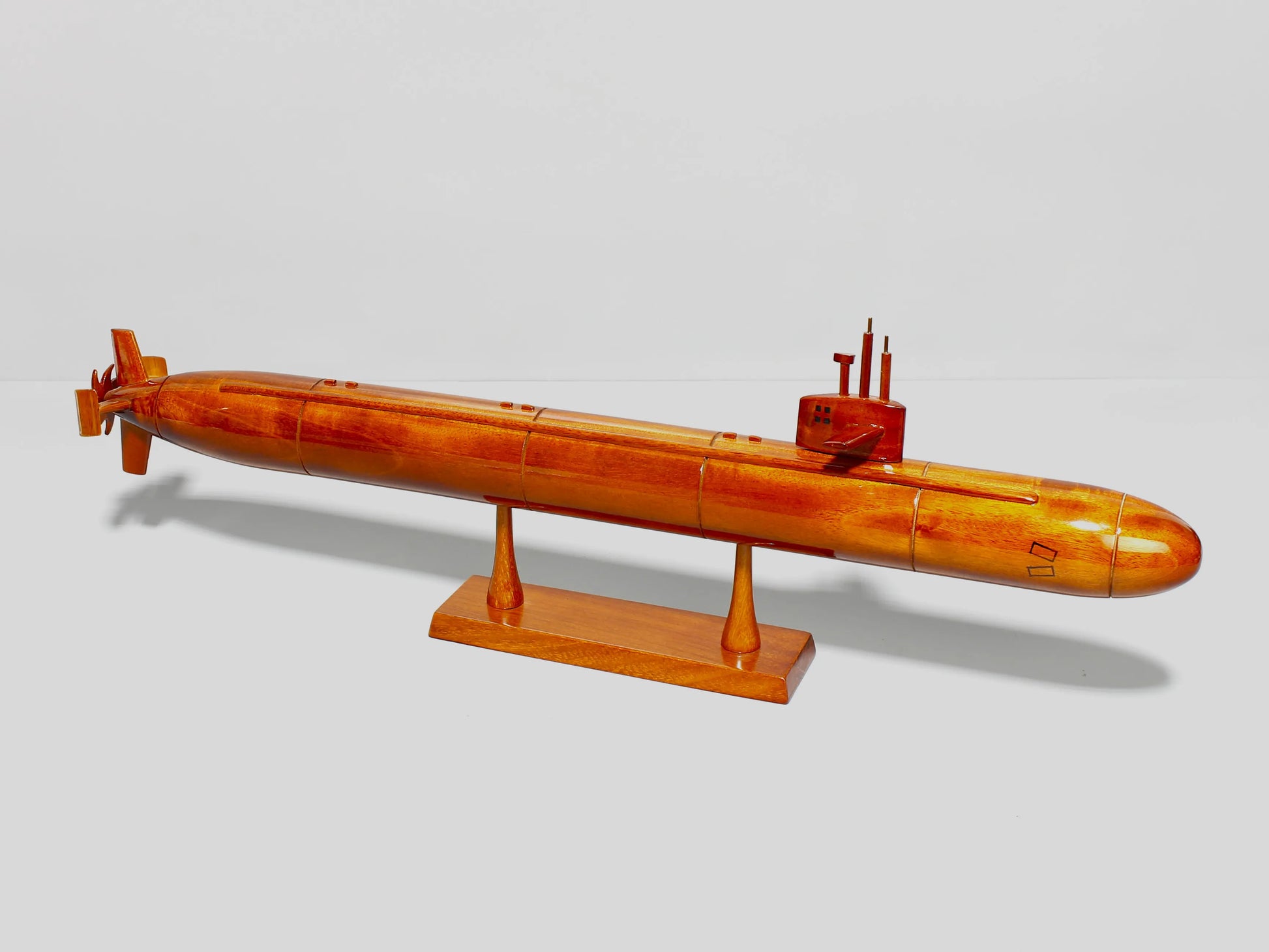 Los Angeles-class submarine wood model - starboard angle with stand