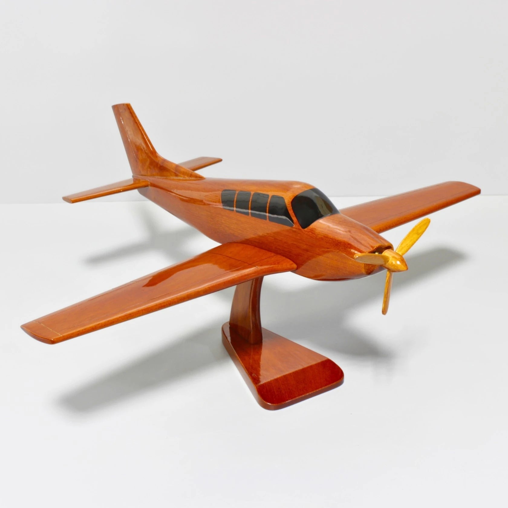 Mahogany Beechcraft Bonanza Straight Tail plane model with natural finish – Premiumwoodart