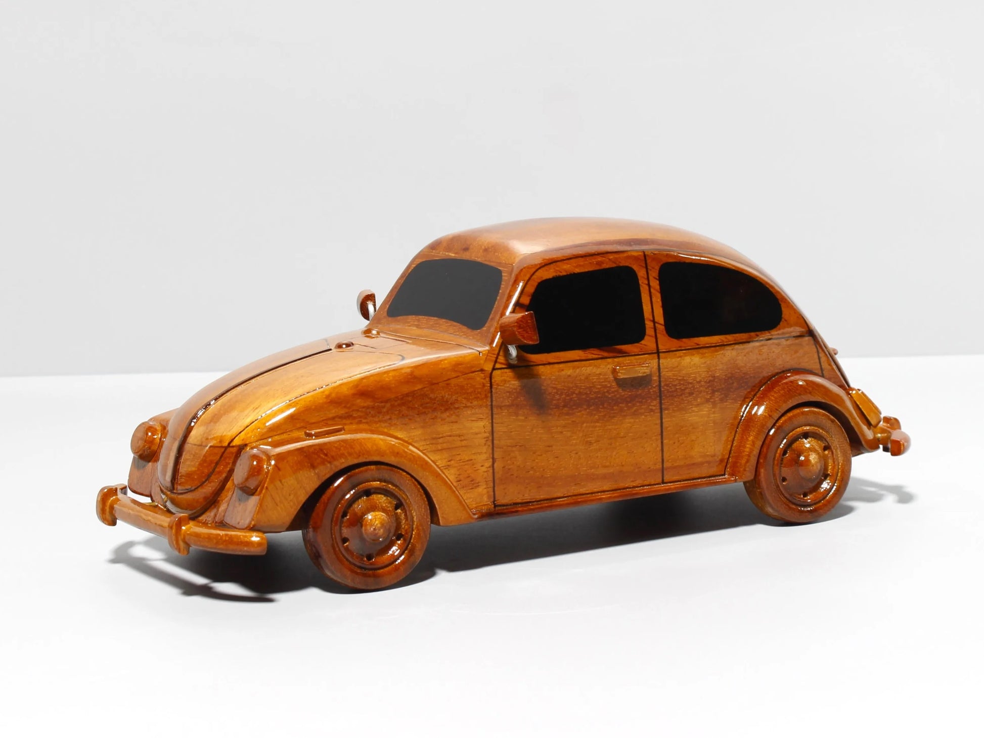 Mini Cooper wooden model car rear top perspective