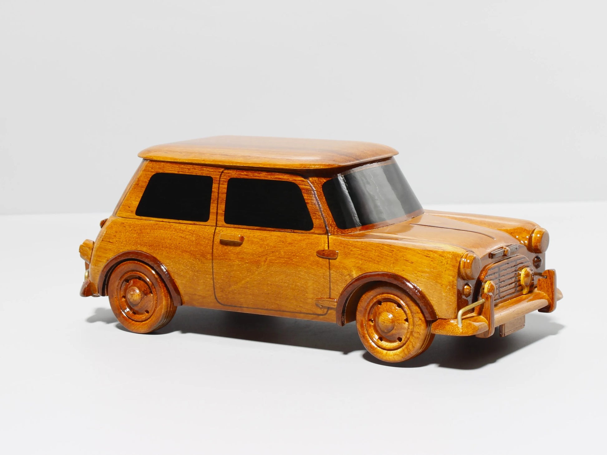 Mini Cooper wood model front left view