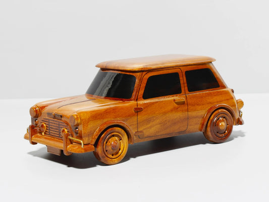 Mini Cooper wood model front side view