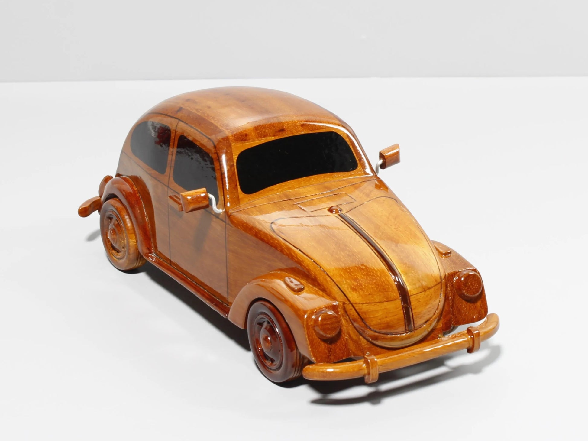 Mini Cooper wood model car handcrafted front side view