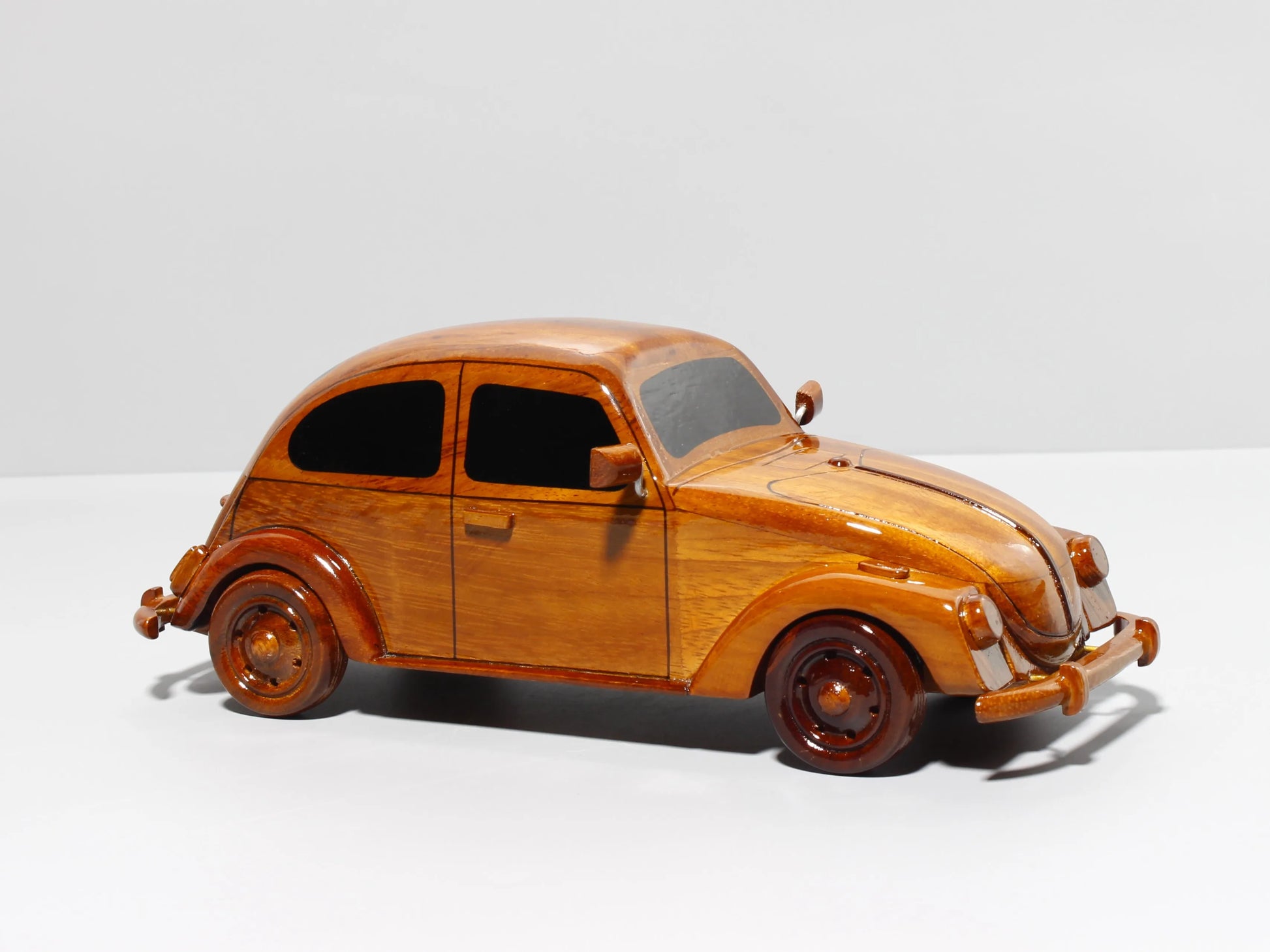 Mini Cooper wood model front right angle