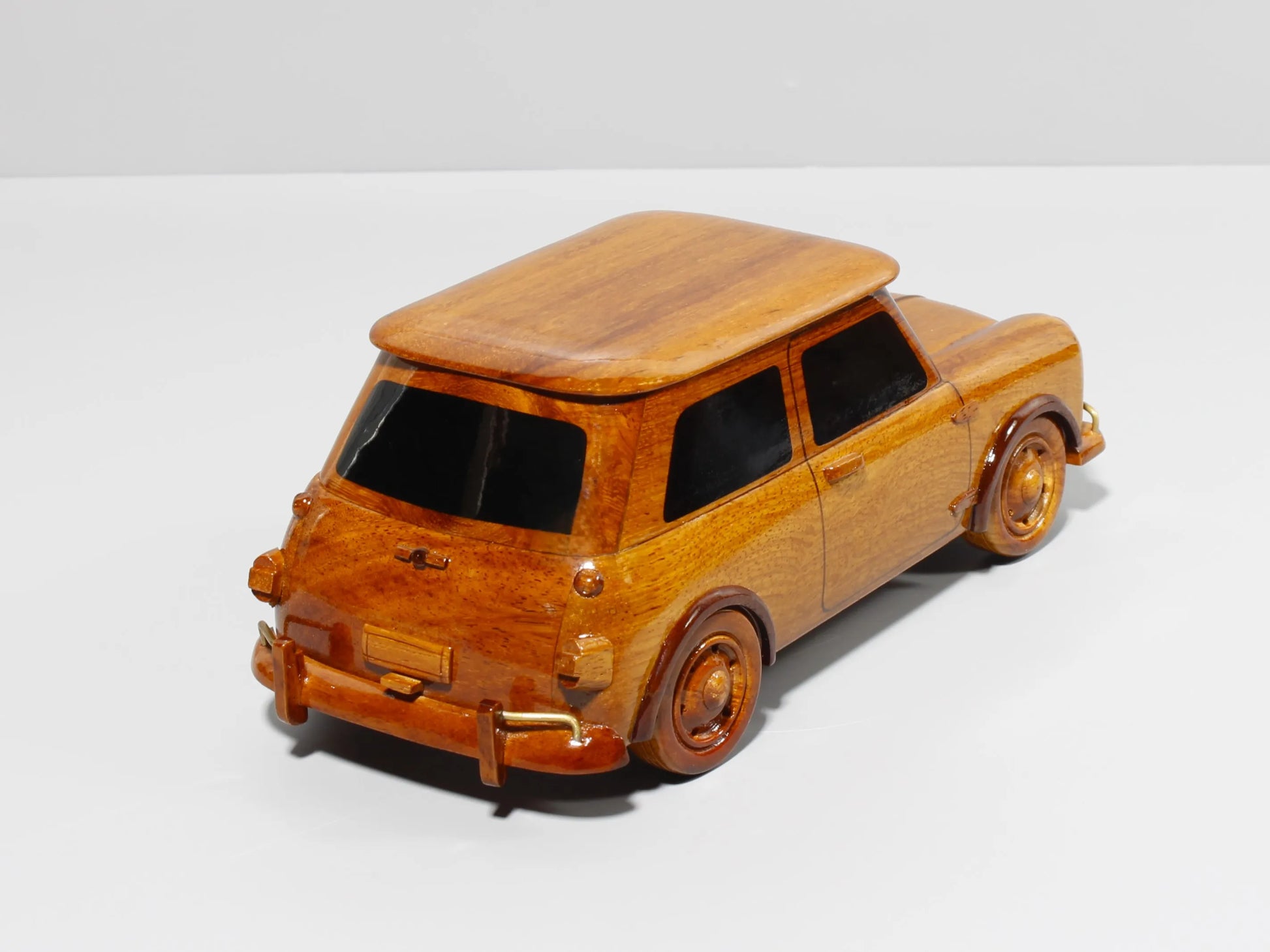Mini Cooper wooden model rear straight view