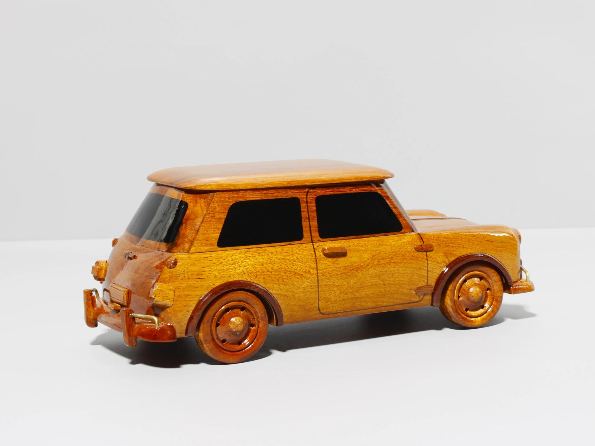 Mini Cooper wooden model side profile from right