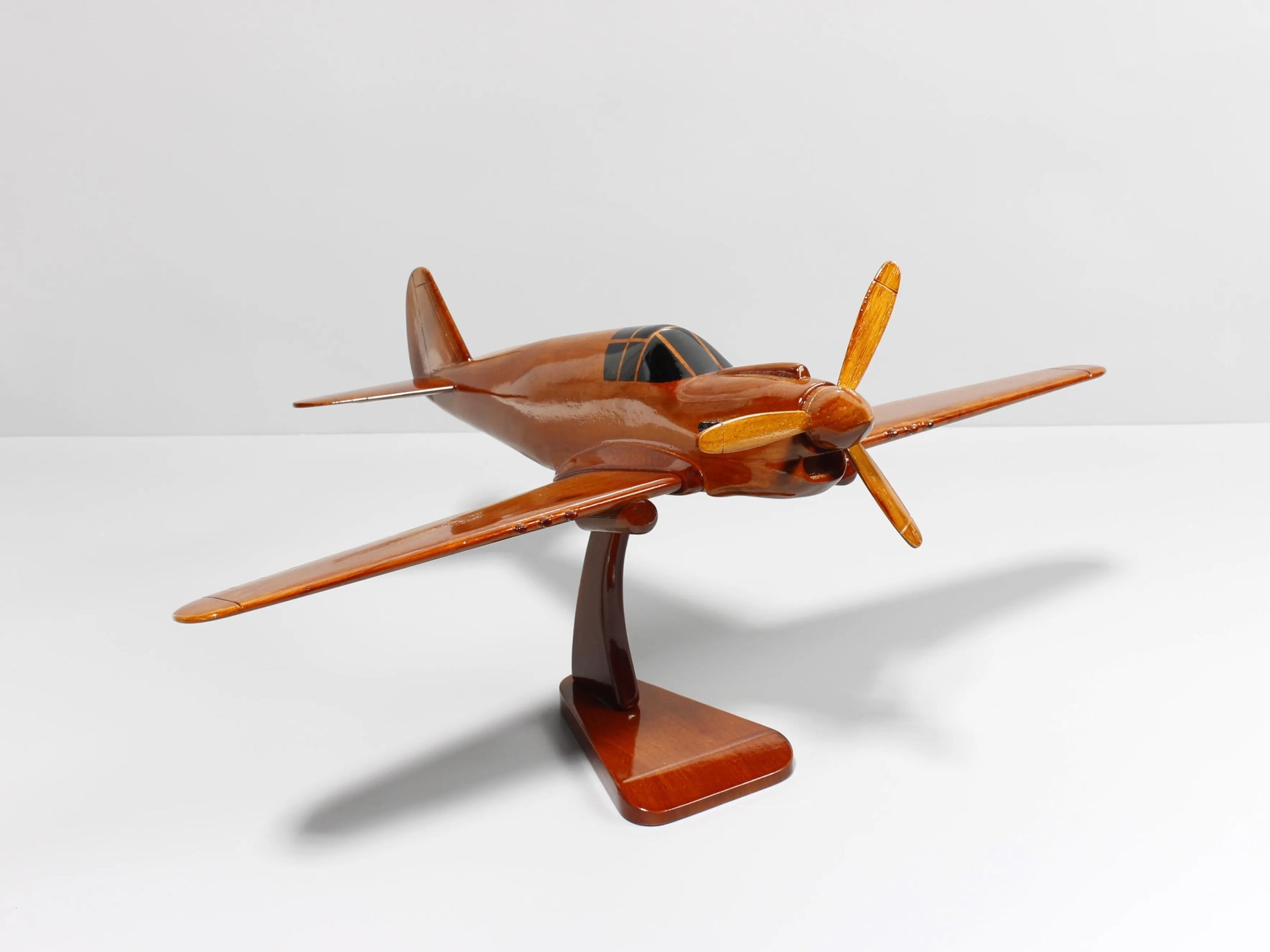 P-40 WWII wooden aircraft model showing tail and landing gear details – Premiumwoodart