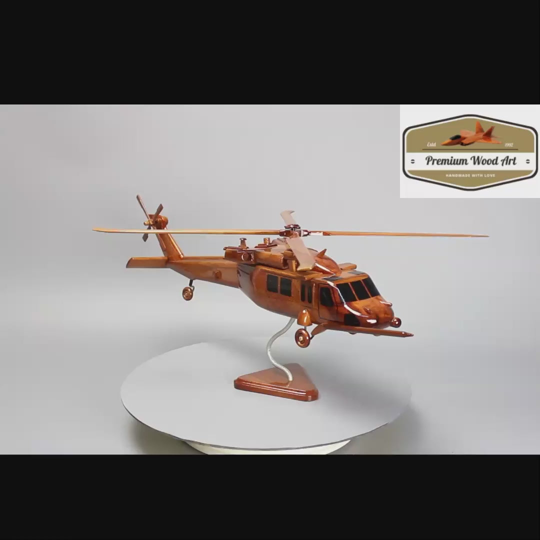 Replica MH-60S Seahawk helicopter model, celebrating its service in the US Air Force and as a military aviation collectible.