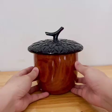 handmade wooden acorn box decorative jar Cover image—Premium Wood Art