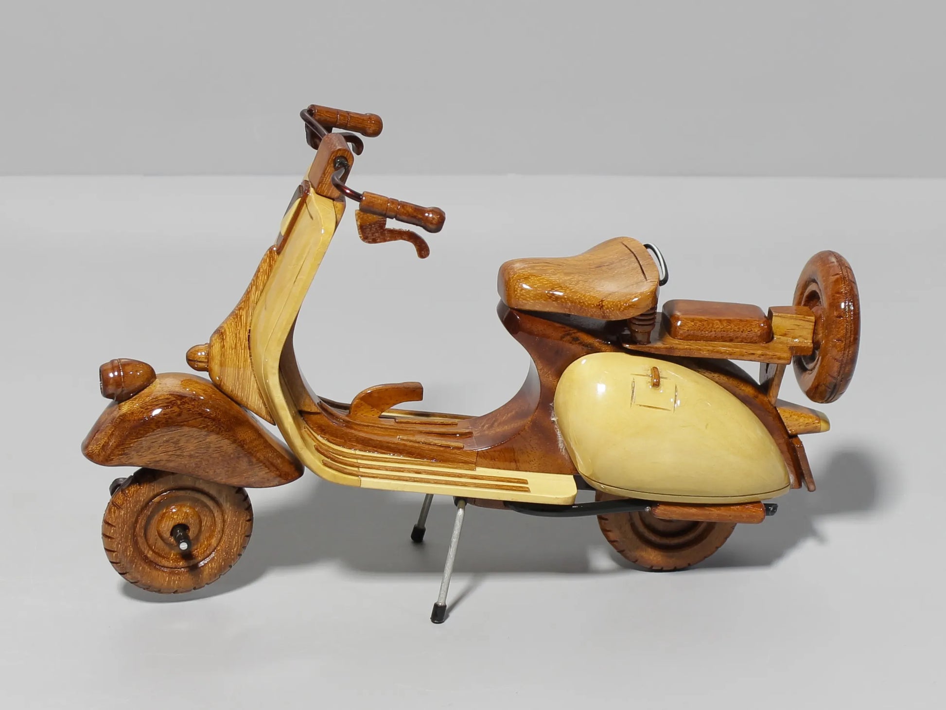 Wooden Vespa display piece – vintage collectible side angle