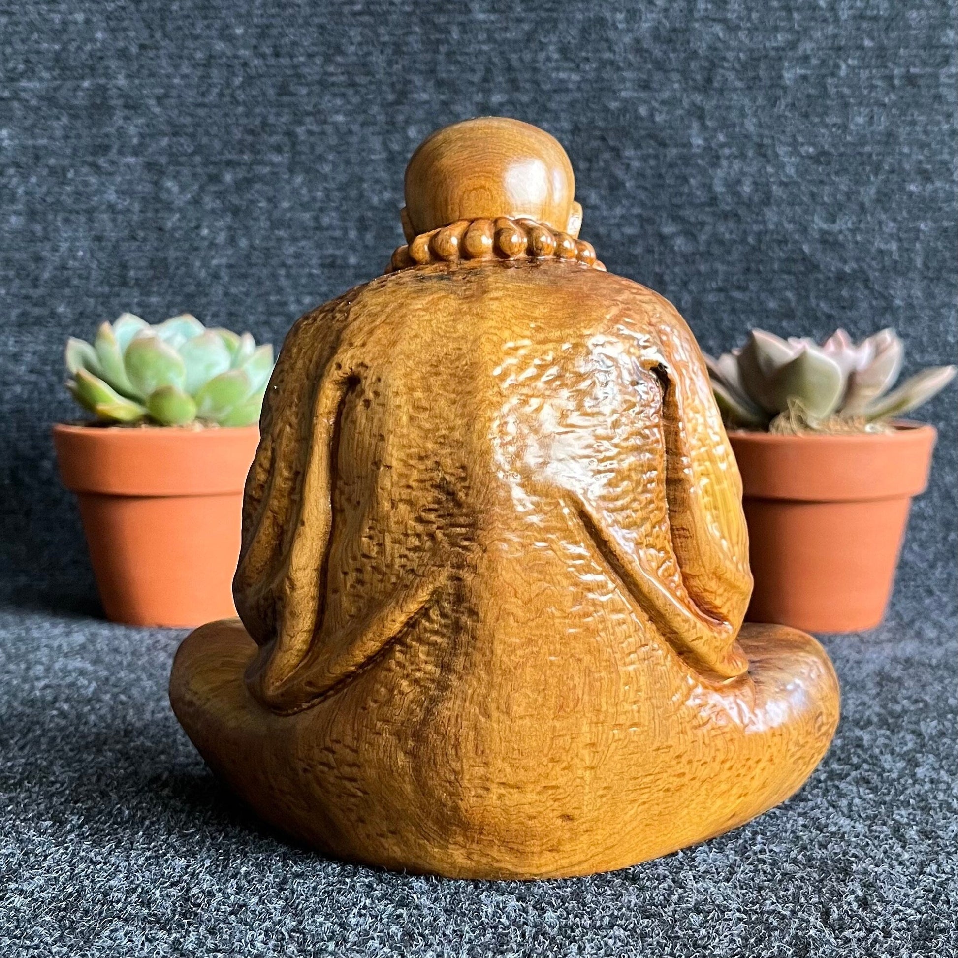 Bodhidharma Sitting in Meditation Wood Carving StatuePremiumWoodArt