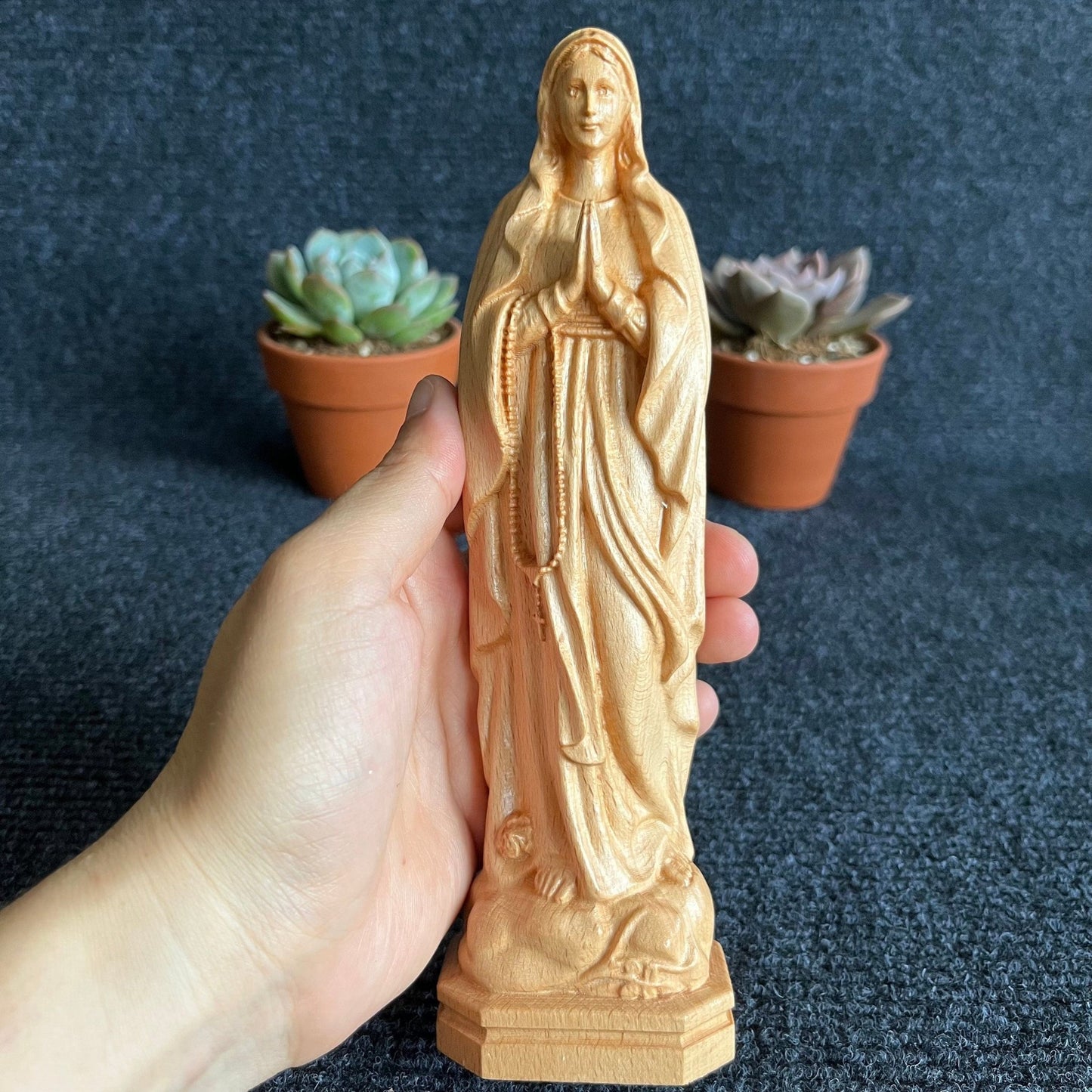 Crucifix Cross, Saint Joseph & Saint Mary Wood Carving StatuesPremiumWoodArtSIZE S