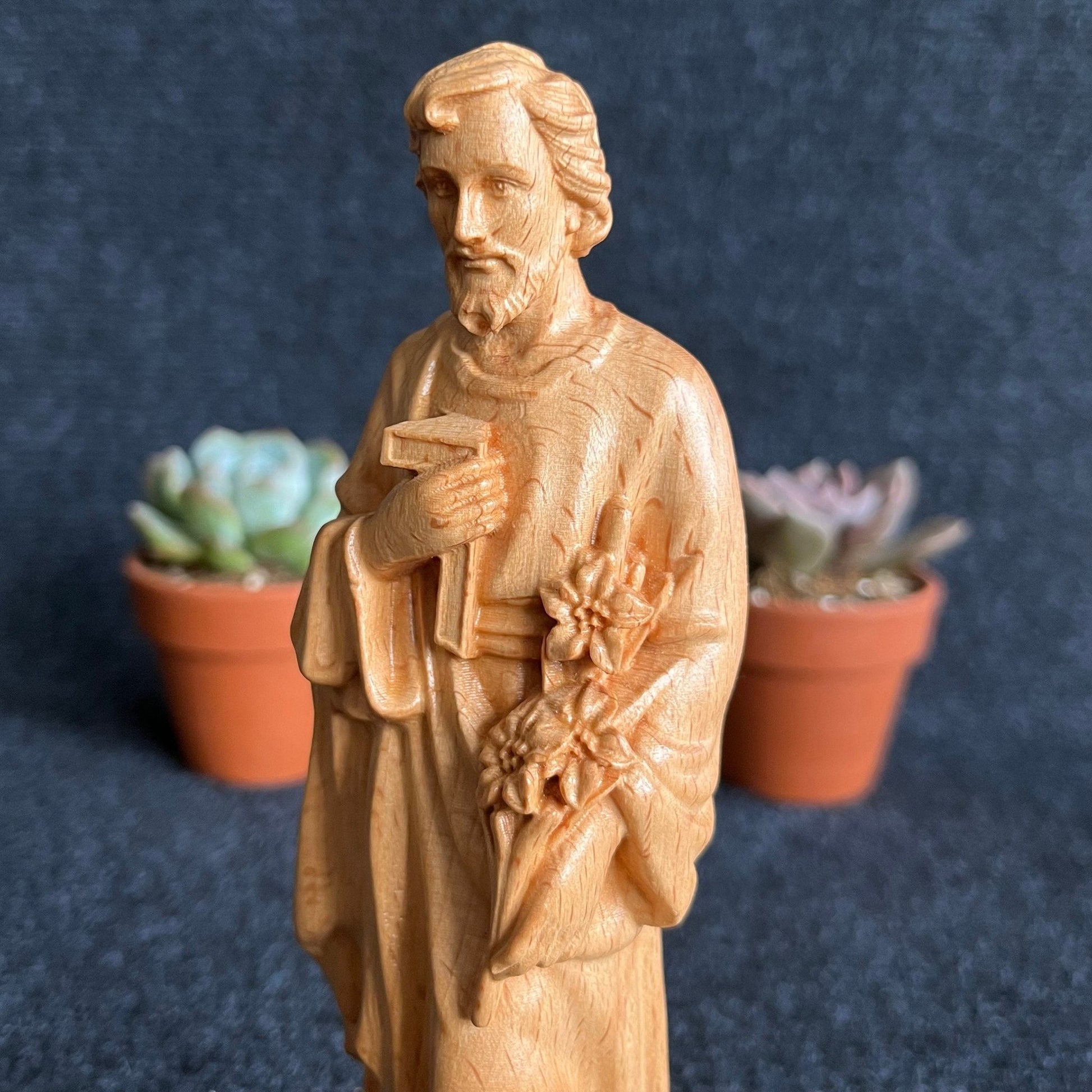 Crucifix Cross, Saint Joseph & Saint Mary Wood Carving StatuesPremiumWoodArtSIZE S