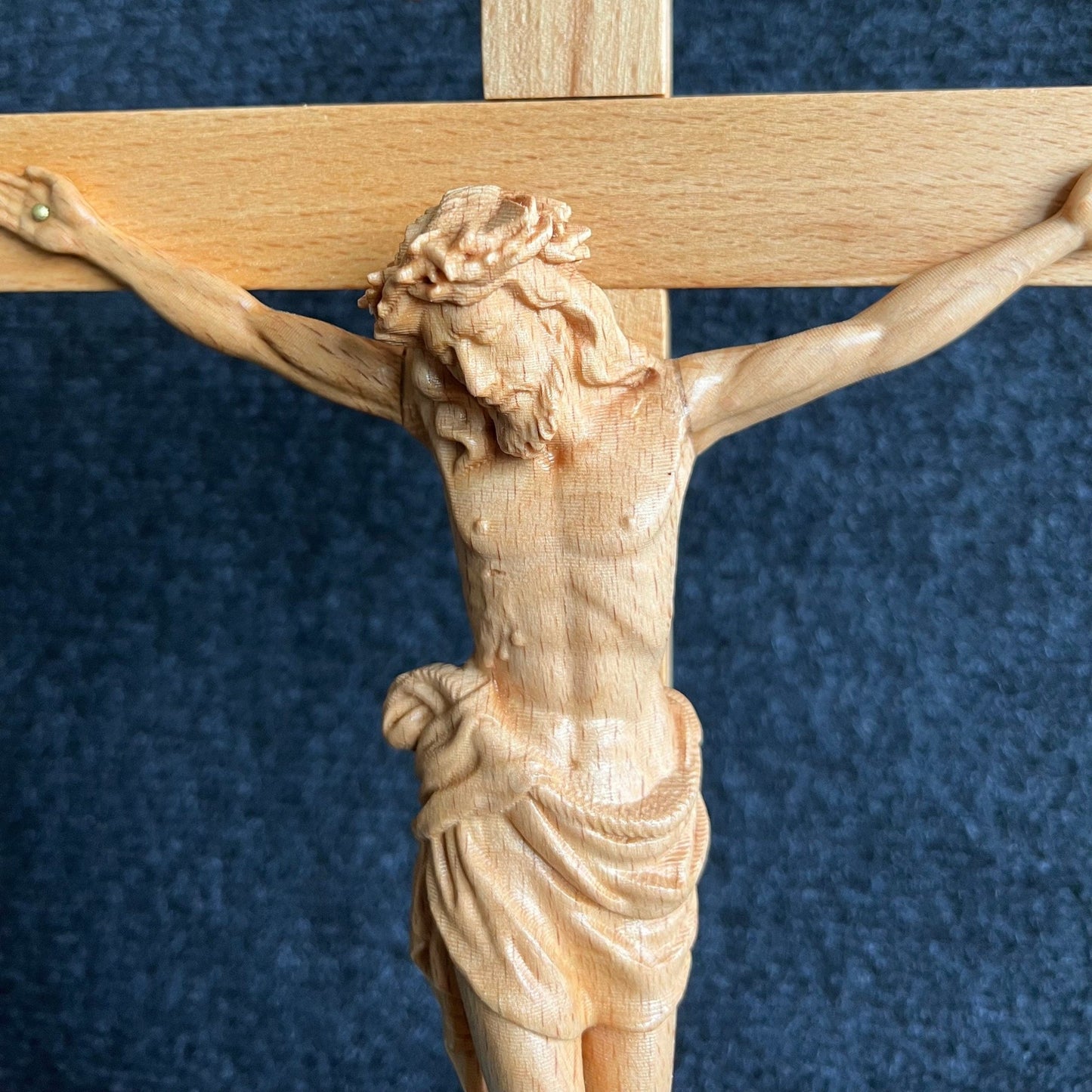 Crucifix Cross, Saint Joseph & Saint Mary Wood Carving StatuesPremiumWoodArtSIZE S