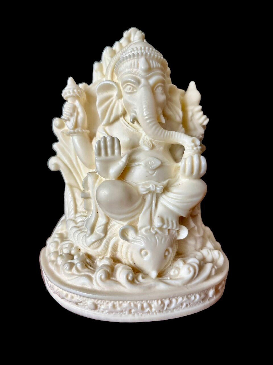 Ganesh Statue, Lord Ganesha Figurine, Hindu Elephant God, God of New Beginning, India Ganesha Bodhisattva Statue, White Ganesha SculptureTuNaCraftCollection