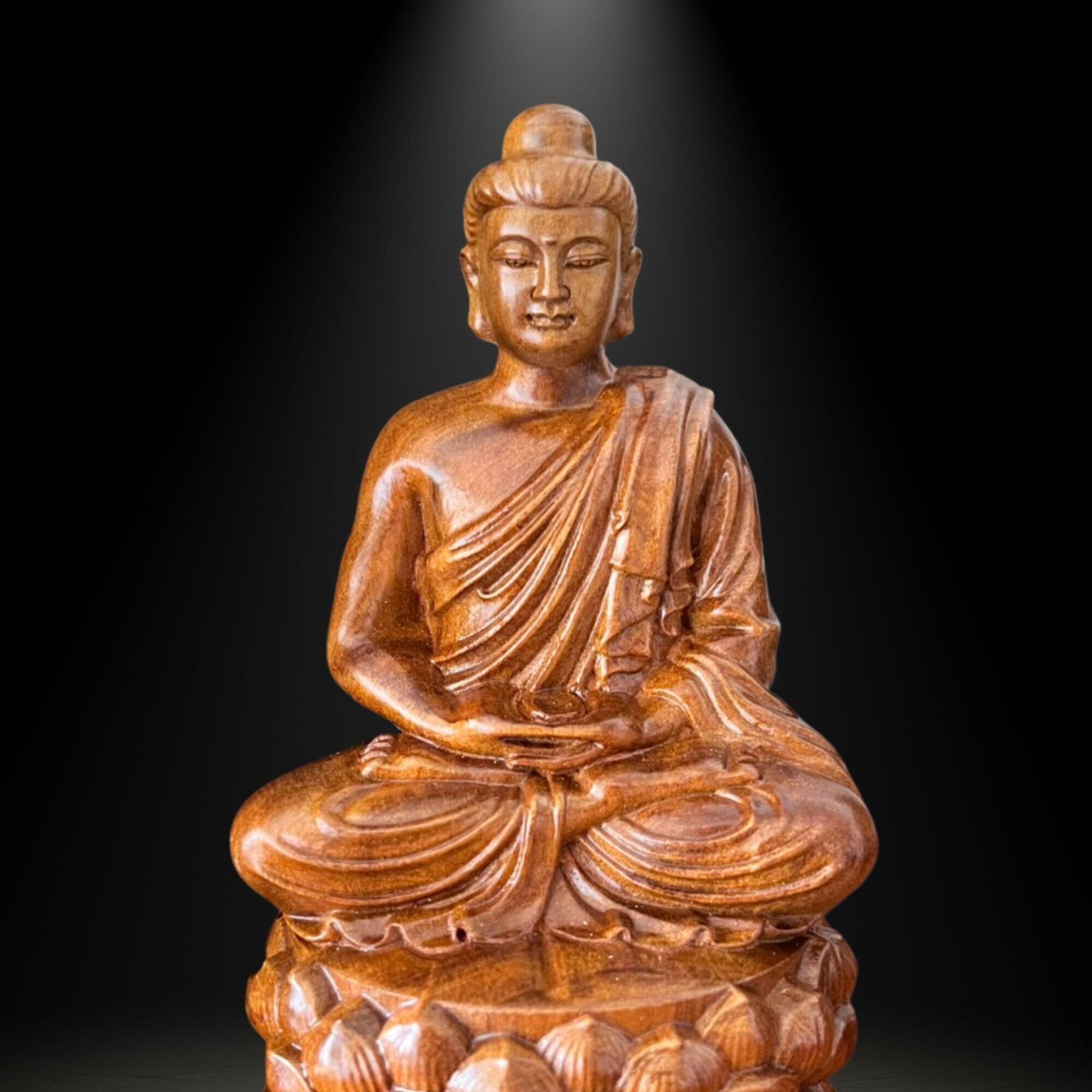 Gautama Buddha Wooden Statue Height 6 inchPremiumWoodArt