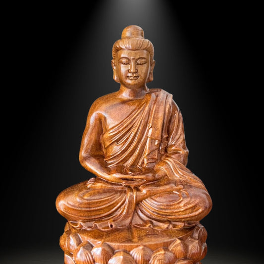 Gautama Buddha Wooden Statue Height 6 inchPremiumWoodArt