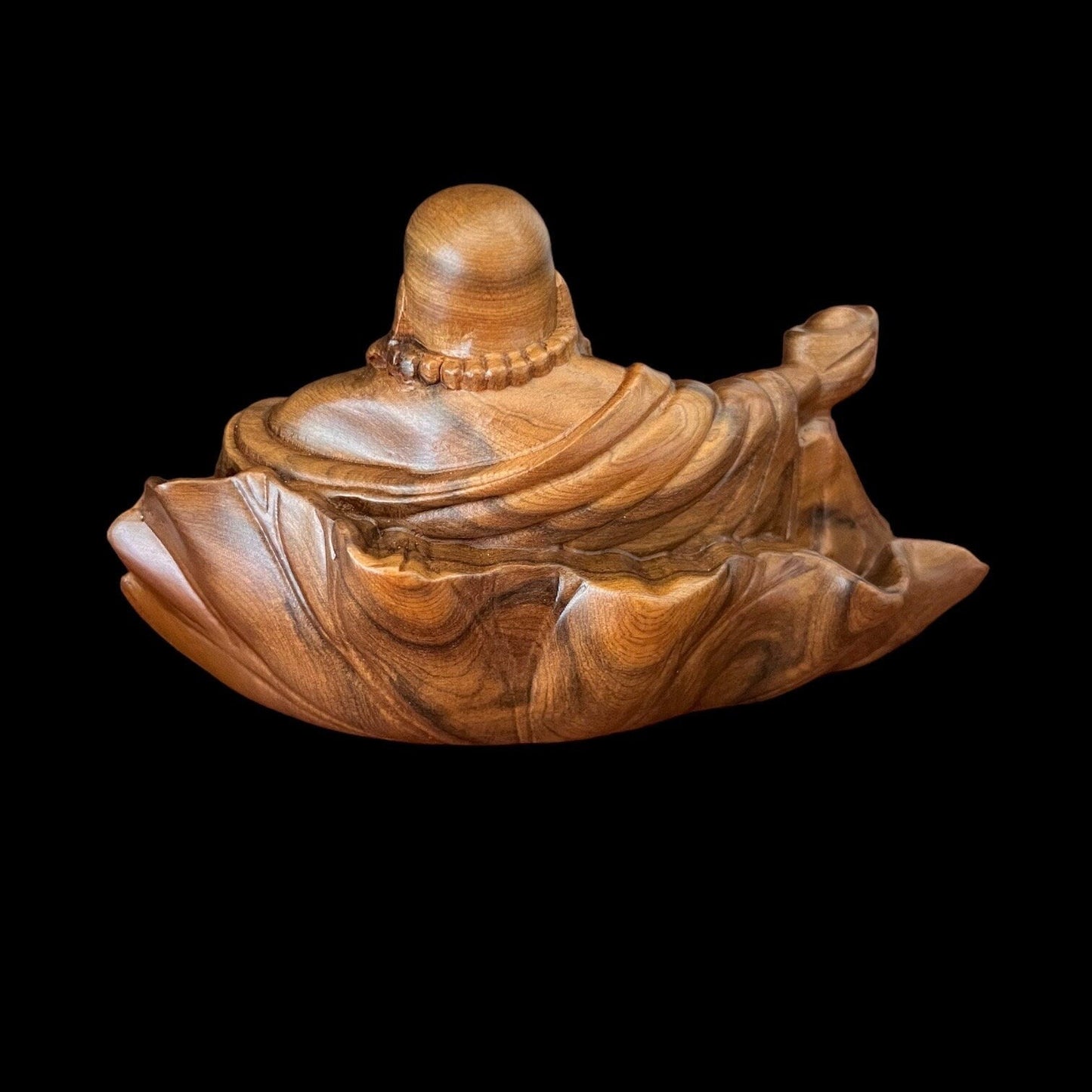 God of Wealth Fragrant Wood Statue, Smiling Maitreya Buddha, Lucky Fengshui Laughing Happy Buddha Figurine Brings FortuneTuNaCraftCollection