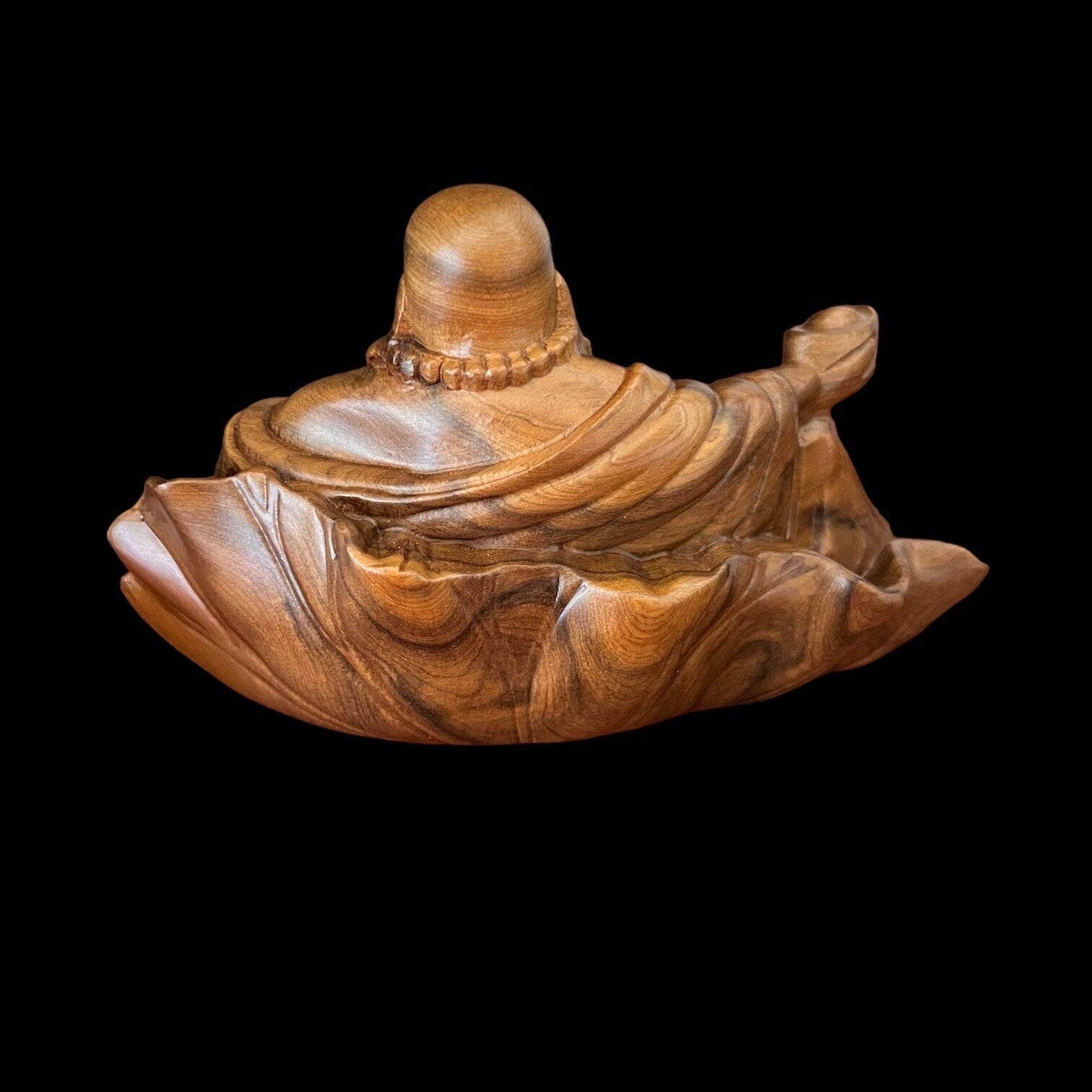 God of Wealth Fragrant Wood Statue, Smiling Maitreya Buddha, Lucky Fengshui Laughing Happy Buddha Figurine Brings FortuneTuNaCraftCollection