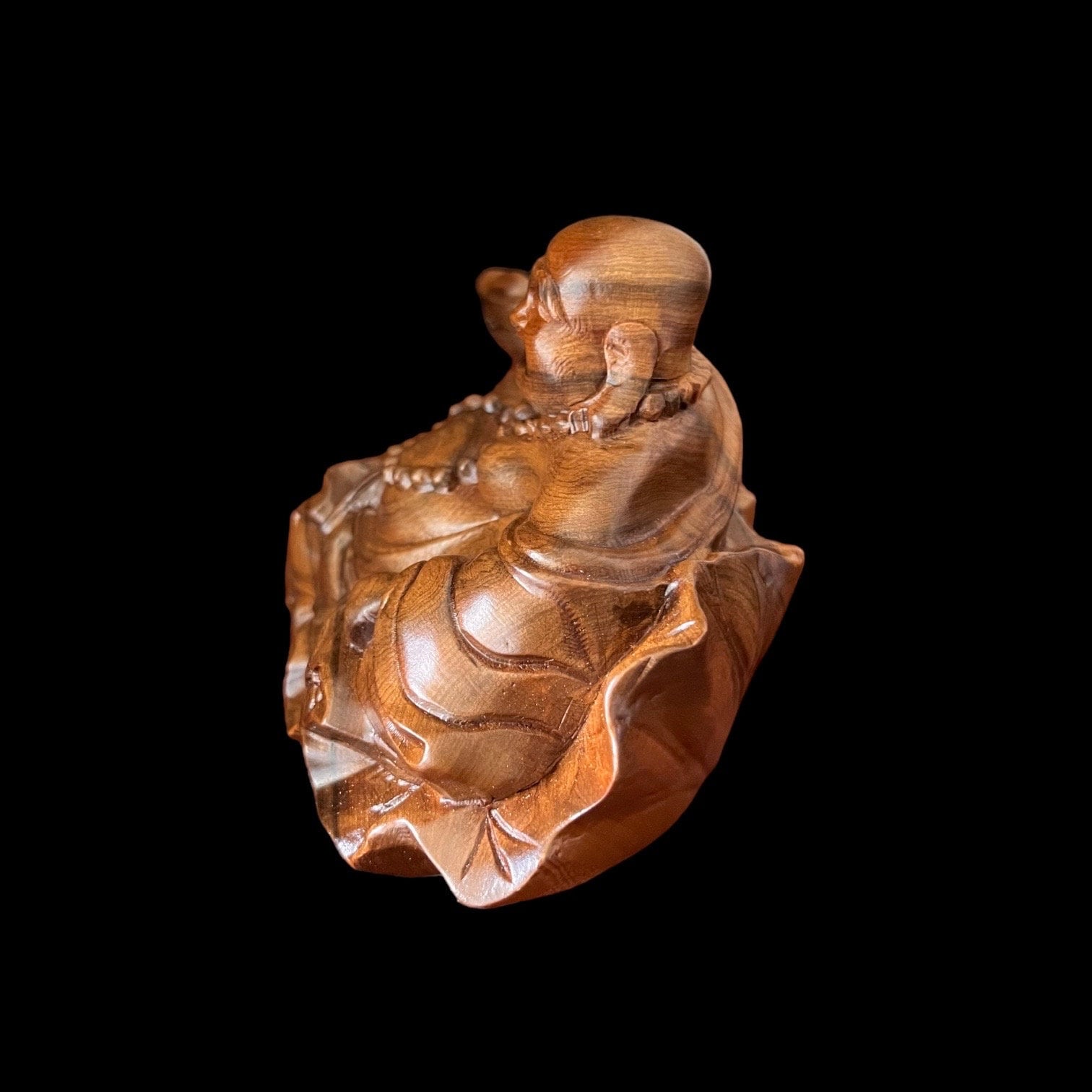 God of Wealth Fragrant Wood Statue, Smiling Maitreya Buddha, Lucky Fengshui Laughing Happy Buddha Figurine Brings FortuneTuNaCraftCollection