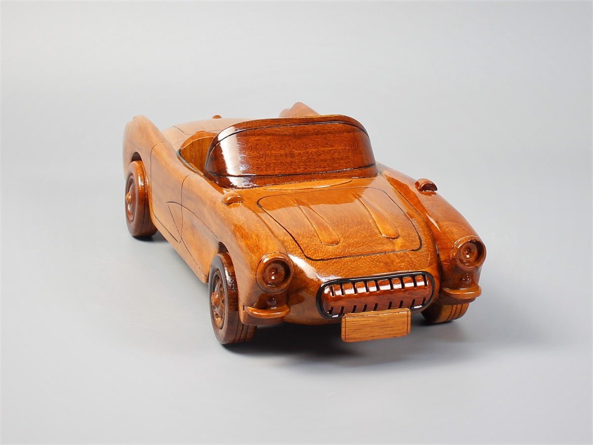 Handcrafted 1957 Corvette Convertible Wood Car ModelVietnamwoodmodel
