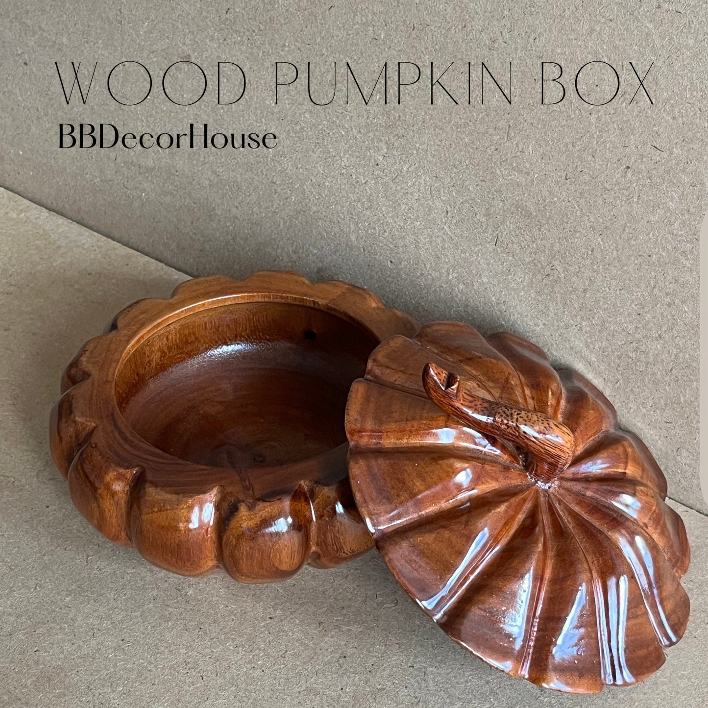 Handmade Wooden Pumpkin Box for Halloween DecorationBBDecorHouse