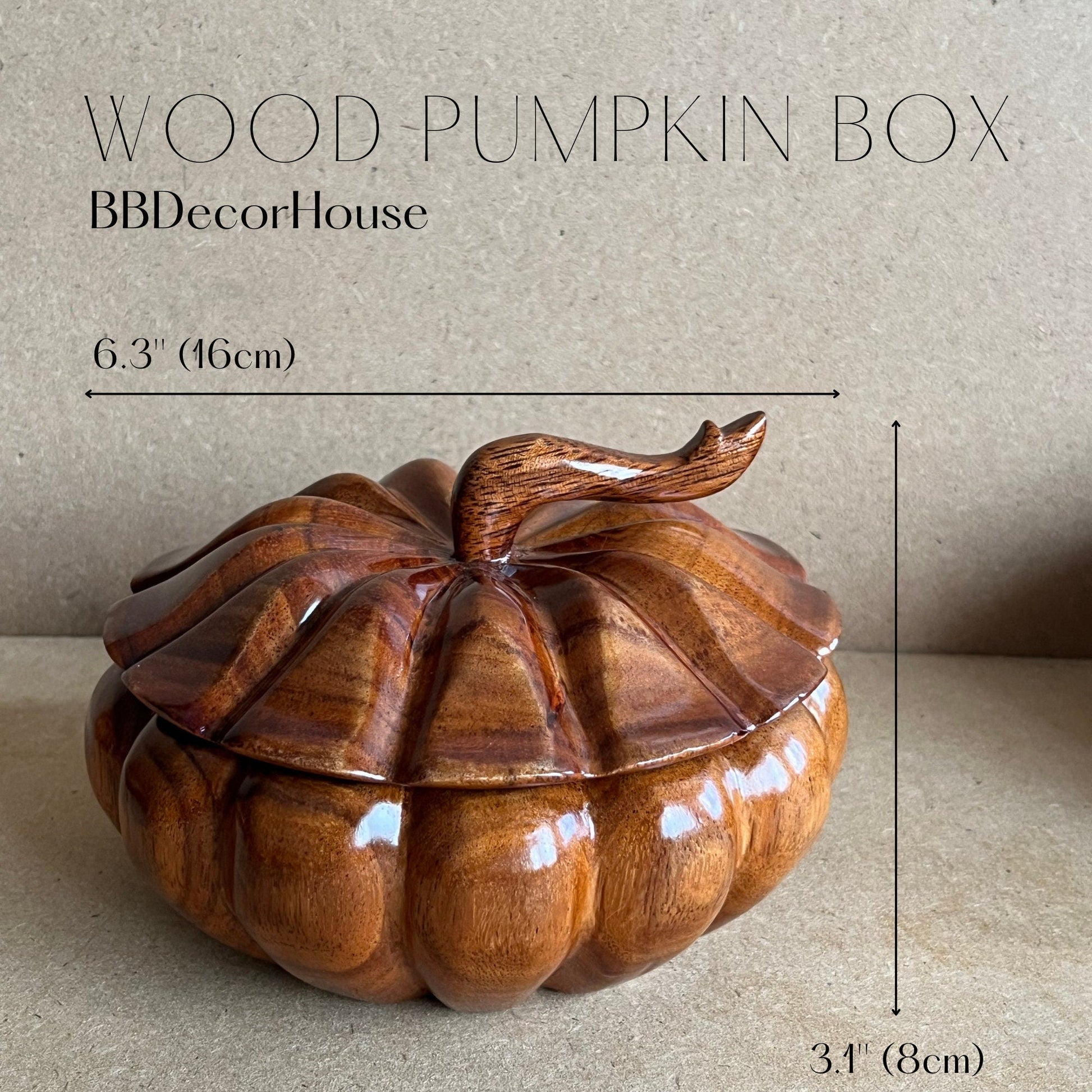 Handmade Wooden Pumpkin Box for Halloween DecorationBBDecorHouse