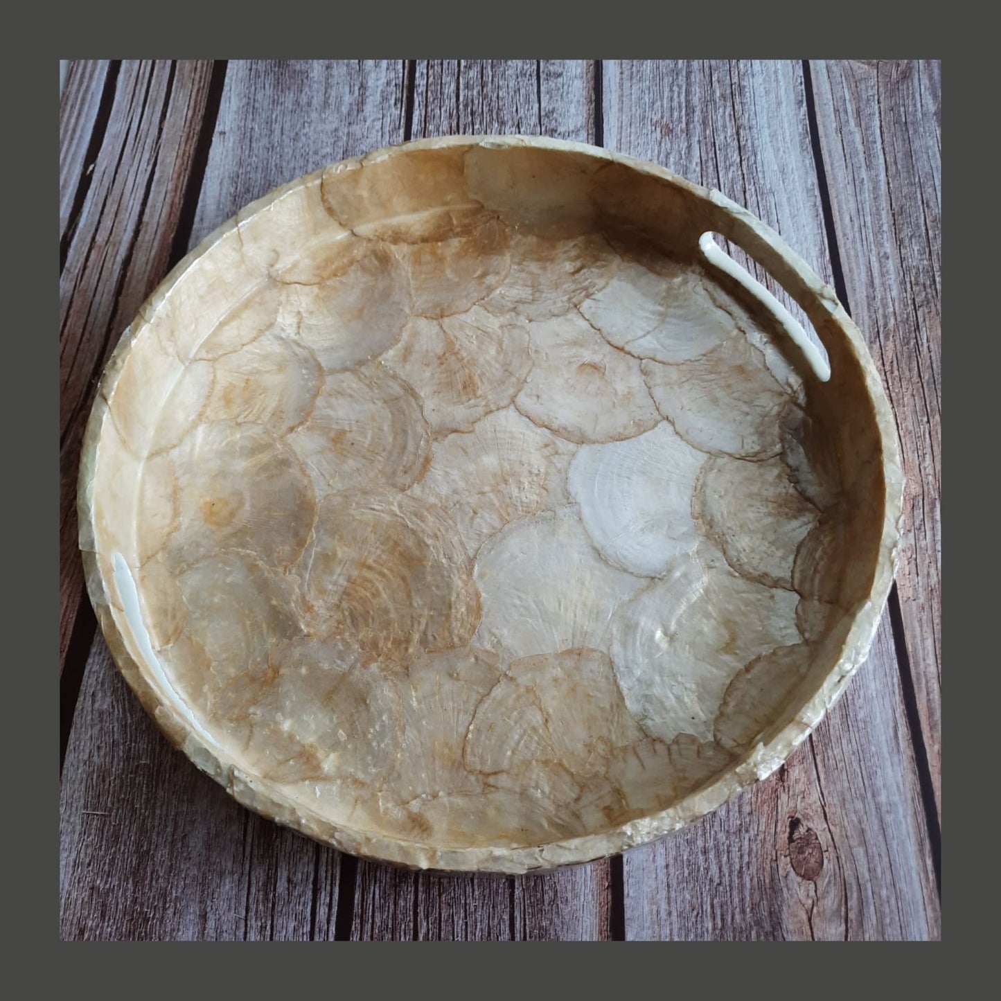 Mother of Pearl Tray with Seashell Inlay PatternPremiumWoodArt13.8