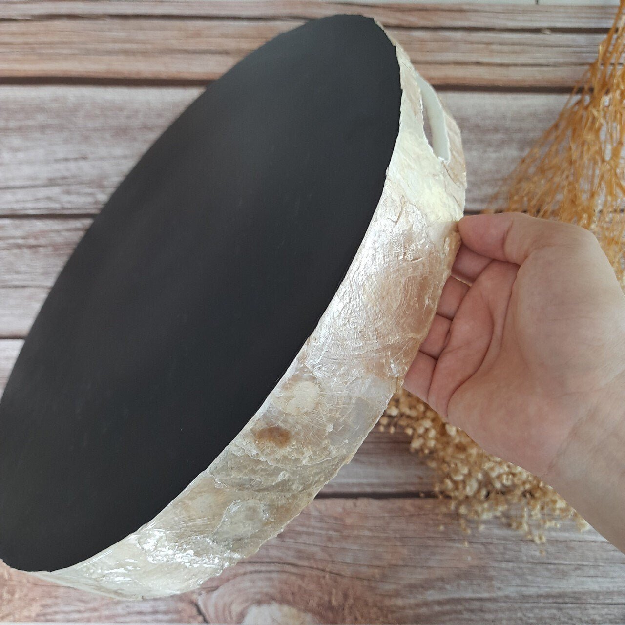 Mother of Pearl Tray with Seashell Inlay PatternPremiumWoodArt13.8