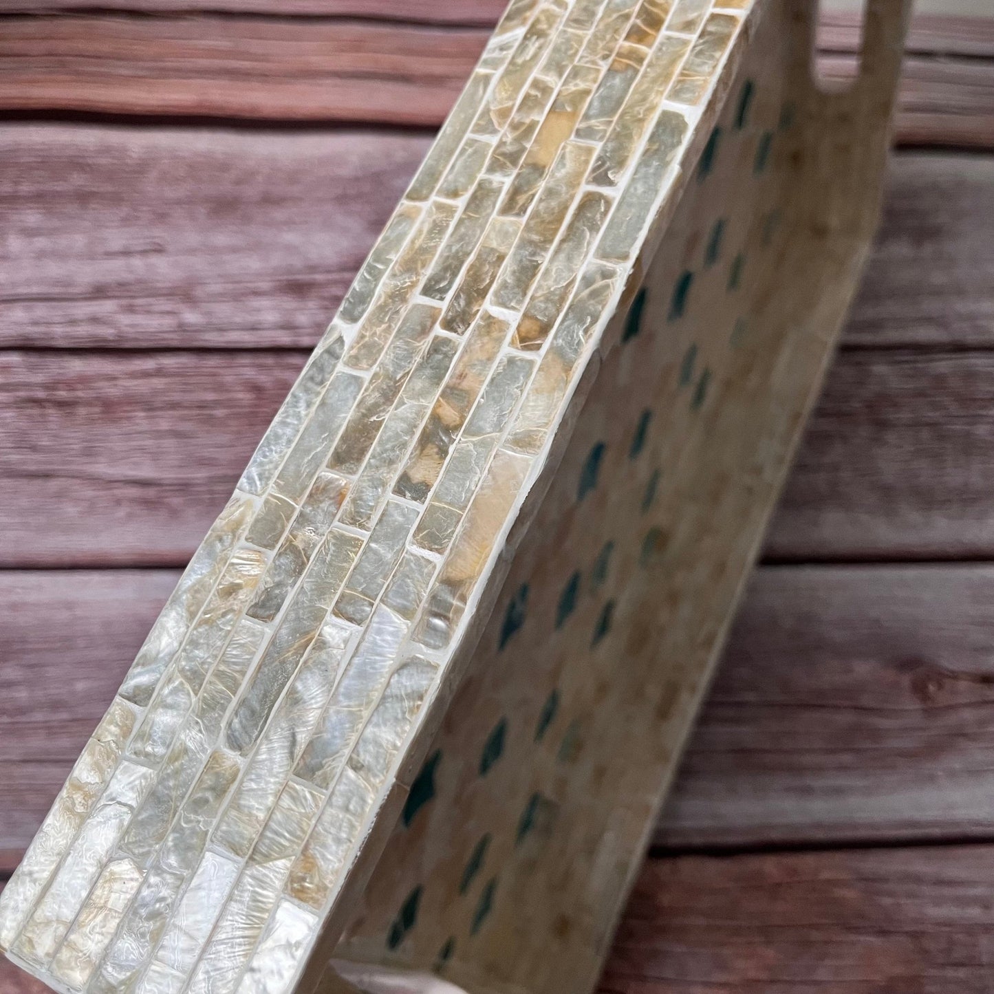 Mother pearl inlay rectangle tray, serving tray, breakfast tray, lacquer coffee table tray, decorative tray, housewarming gift, gift for momPremiumWoodArtSmall 13.8x9.8x1.6in