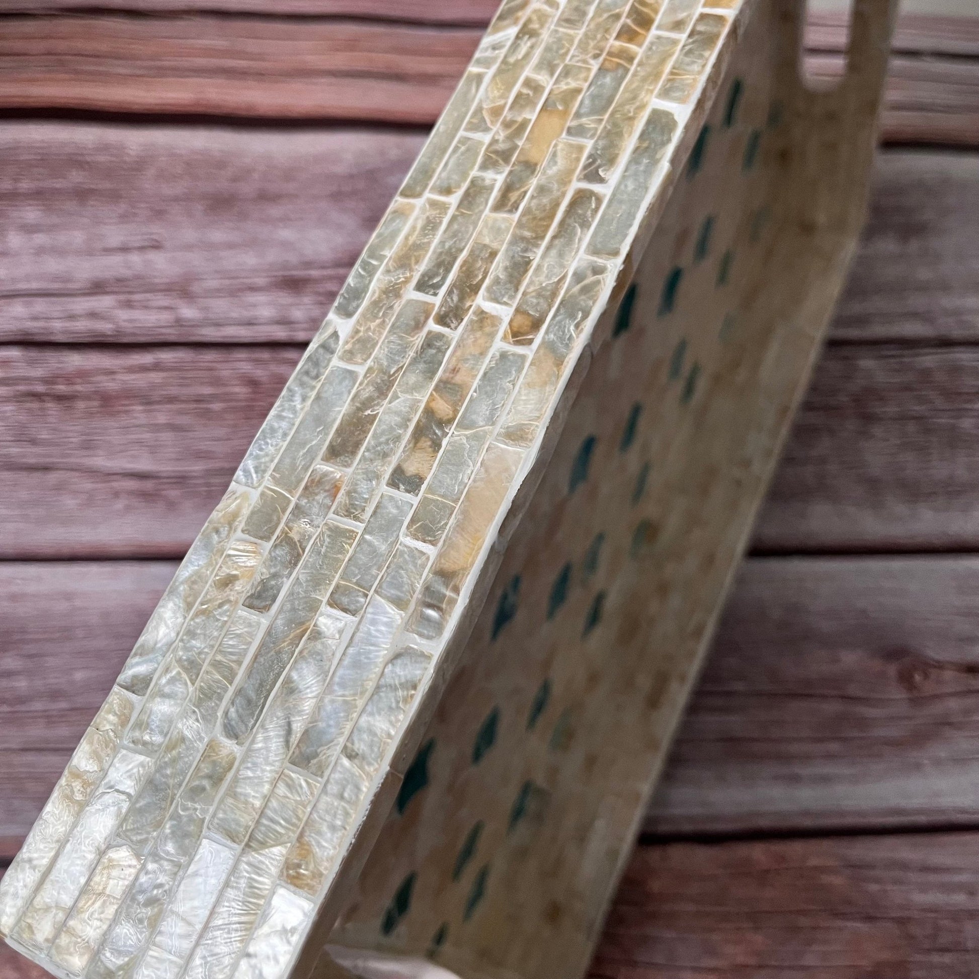 Mother pearl inlay rectangle tray, serving tray, breakfast tray, lacquer coffee table tray, decorative tray, housewarming gift, gift for momPremiumWoodArtSmall 13.8x9.8x1.6in