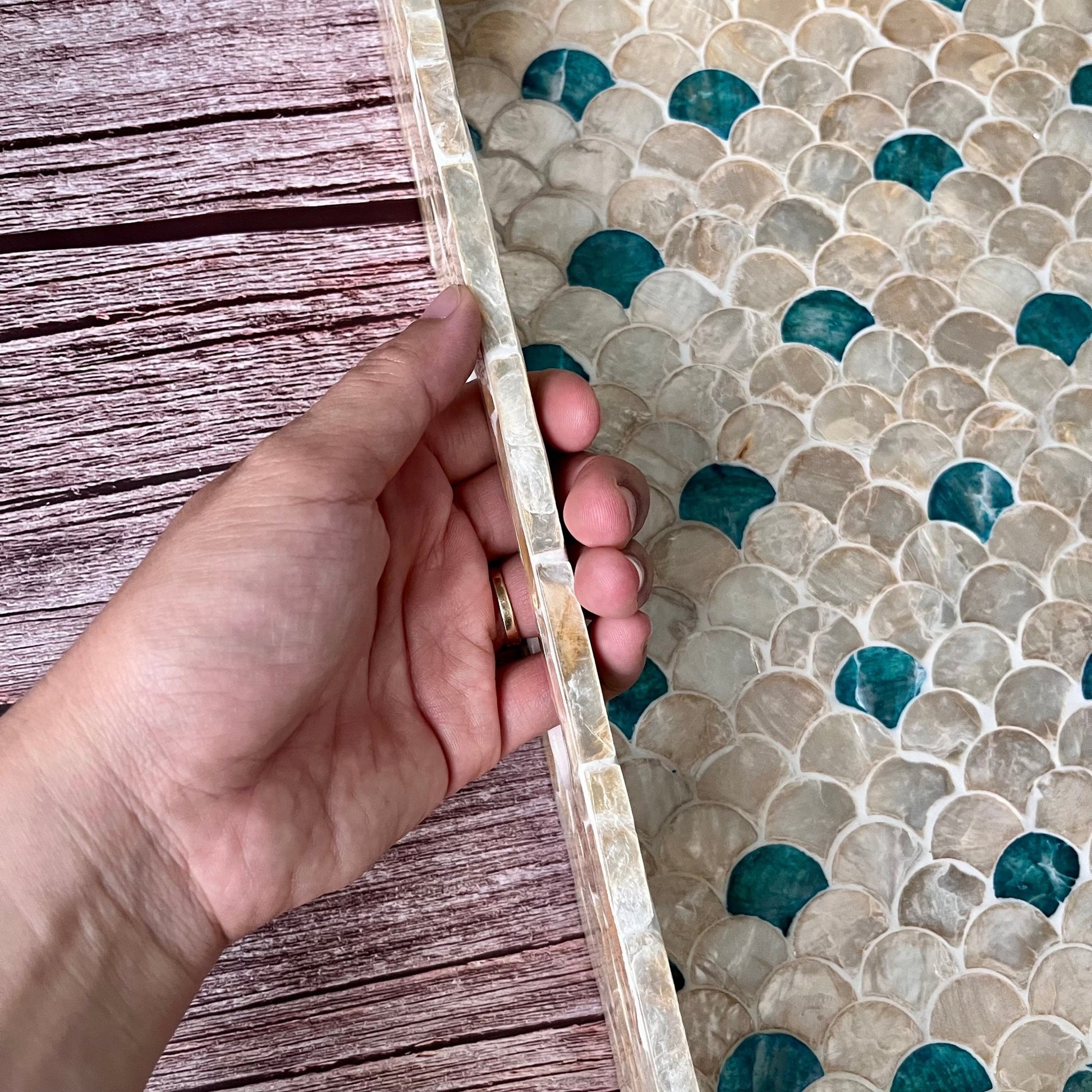 Mother pearl inlay rectangle tray, serving tray, breakfast tray, lacquer coffee table tray, decorative tray, housewarming gift, gift for momPremiumWoodArtSmall 13.8x9.8x1.6in