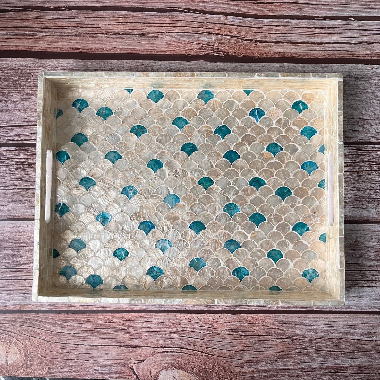 Mother pearl inlay rectangle tray, serving tray, breakfast tray, lacquer coffee table tray, decorative tray, housewarming gift, gift for momPremiumWoodArtSmall 13.8x9.8x1.6in